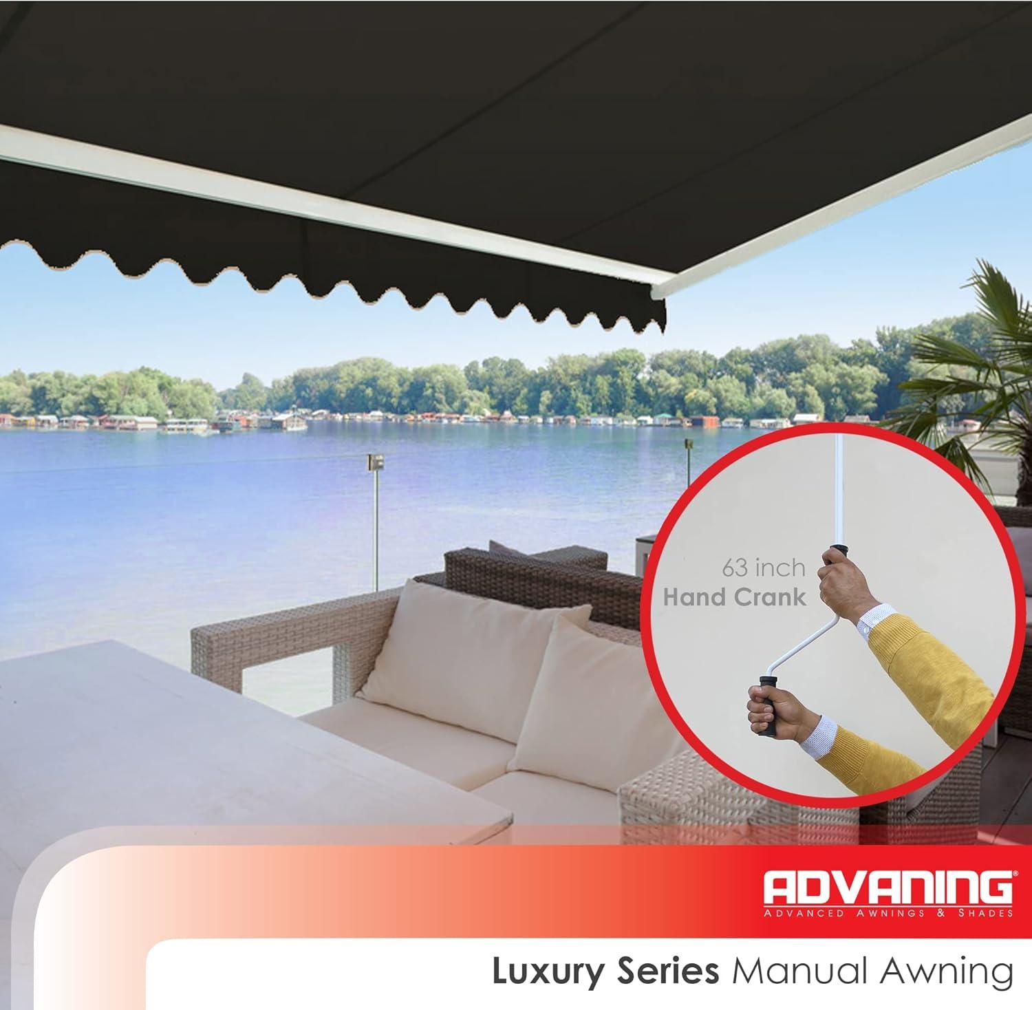 Advaning 10.5'' Fabric, Metal Cover Retractable Patio Awning