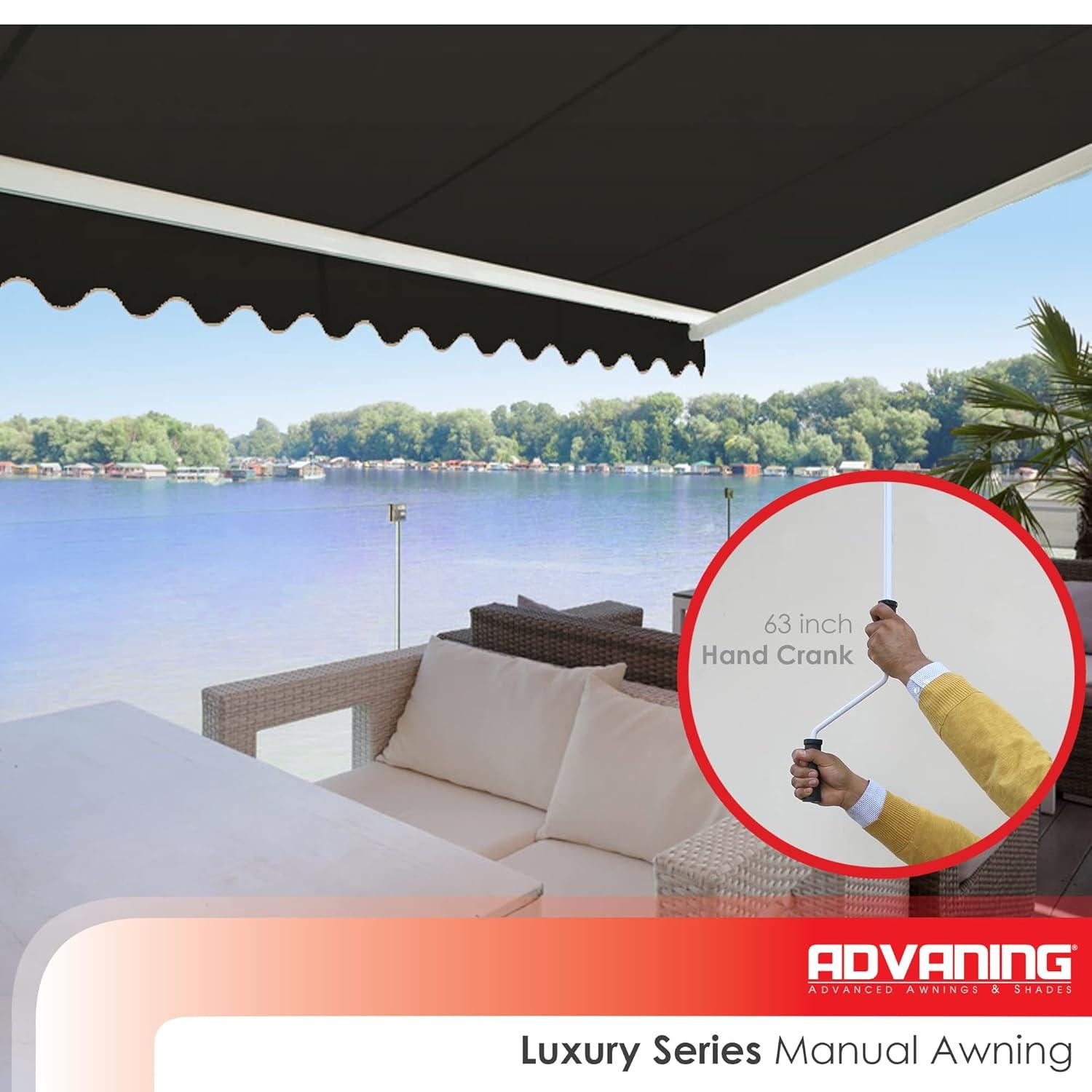 Advaning 10.5'' Fabric, Metal Cover Retractable Patio Awning