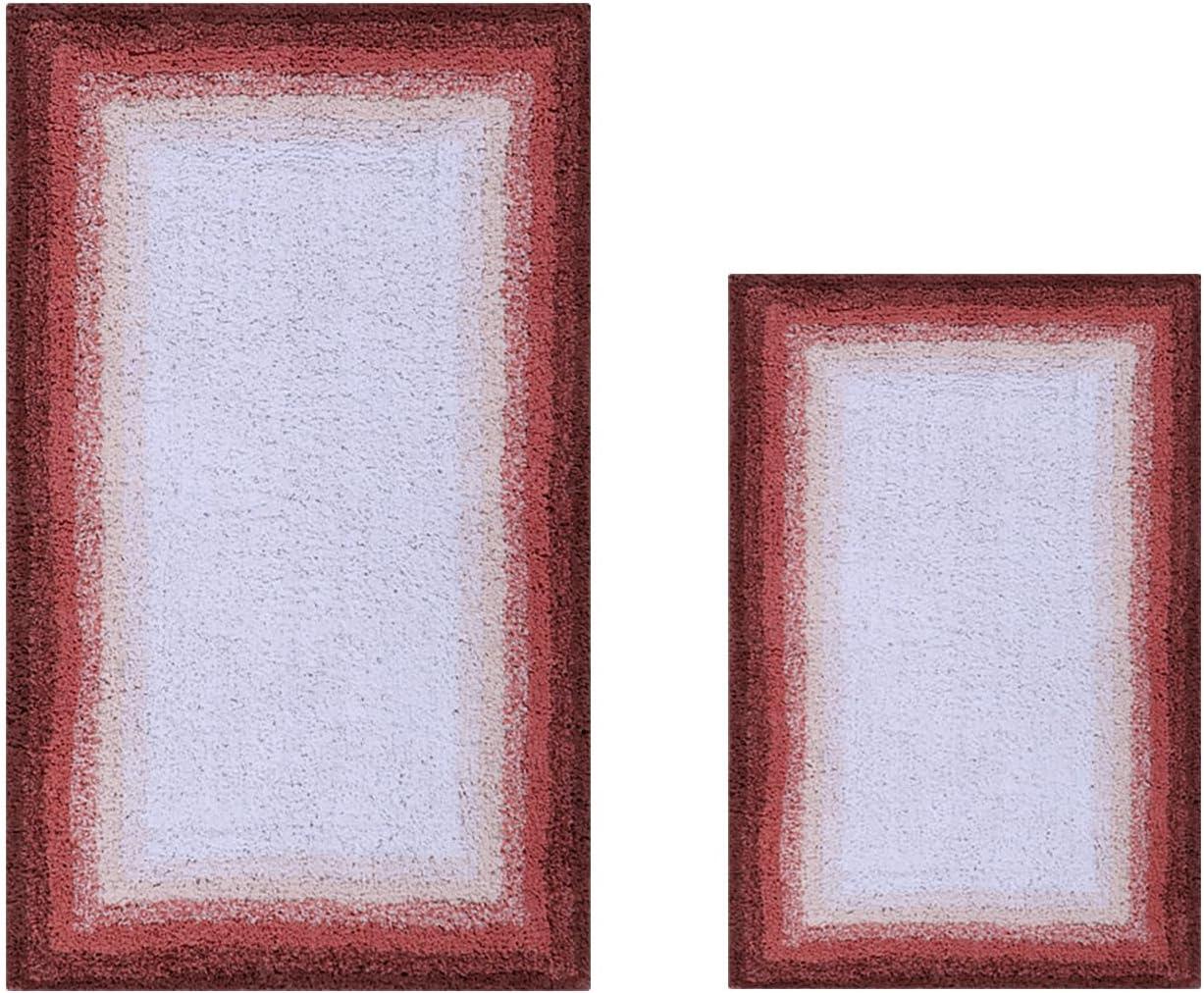 Better Trends Torrent 100% Cotton Tufted Non- Slip Backing 2 Pc (17"x24"|24"x40") Bath Rug Set - Rose