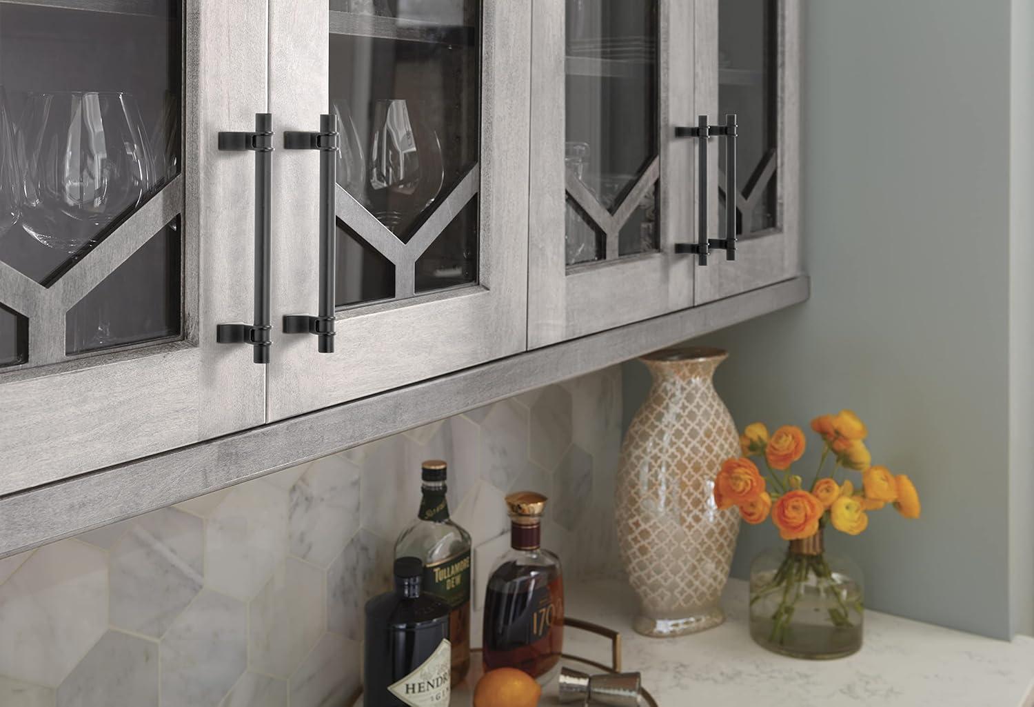 Amerock Davenport 5-1/16 inch (128mm) Center-to-Center Matte Black Cabinet Pull