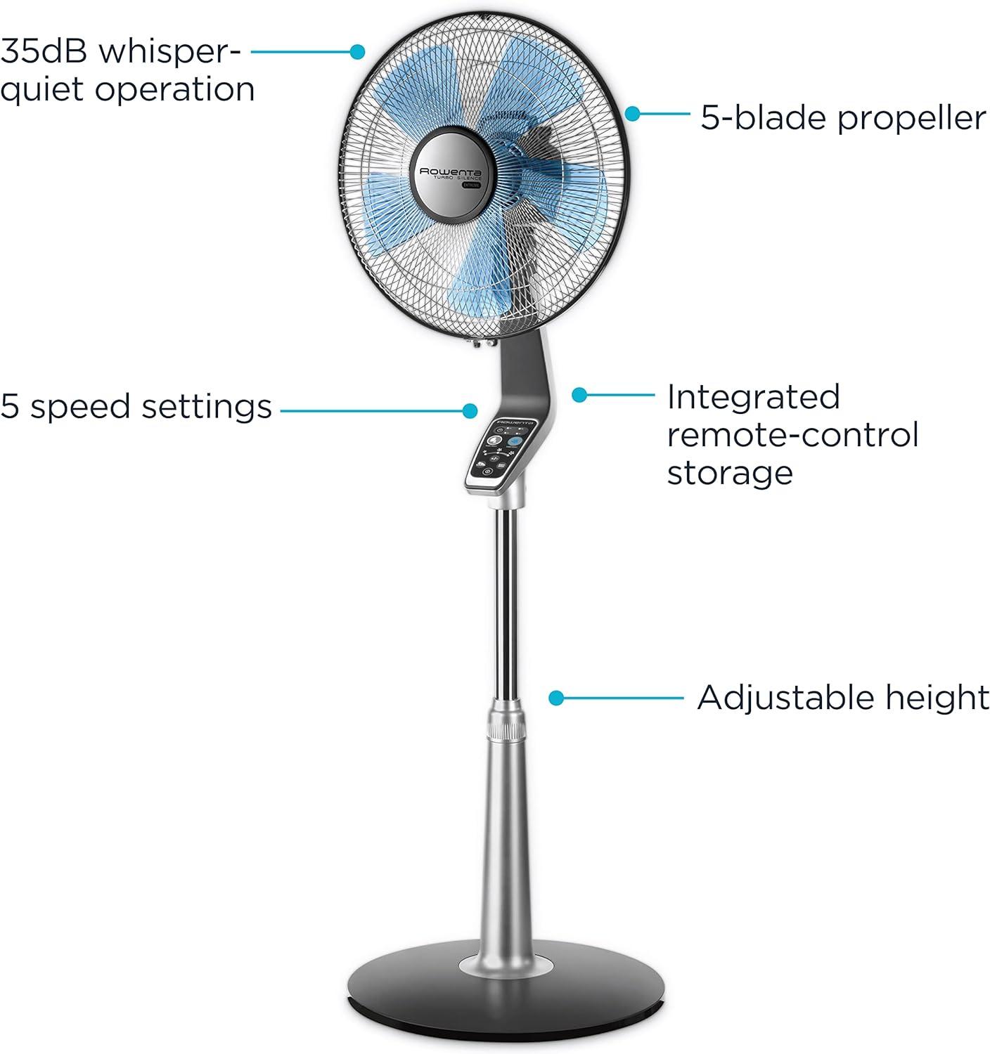 Rowenta Rowenta Turbo Silence Extreme Stand Fan With 5 Speeds, Oscillating Feature, Adjustable Height And Remote
