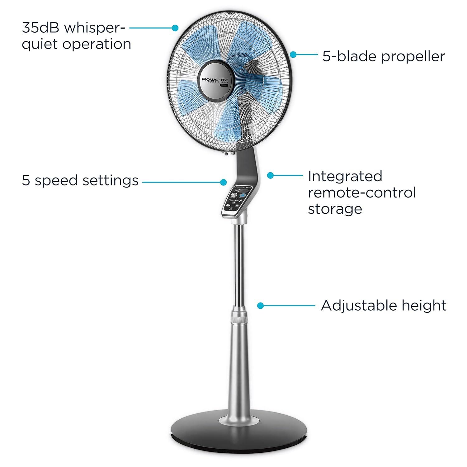 Rowenta Rowenta Turbo Silence Extreme Stand Fan With 5 Speeds, Oscillating Feature, Adjustable Height And Remote