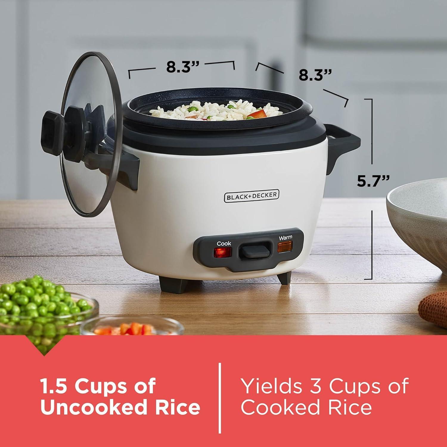 BLACK+DECKER BLACK+DECKER, Rice Cooker, Uncooked Rice, Steaming Basket, Removable Non-Stick Bowl, One Touch
