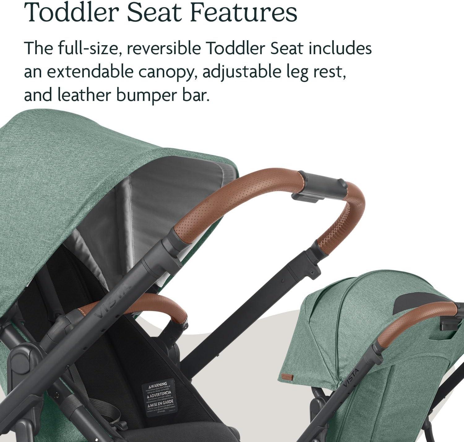 Green Mélange All-Terrain Bassinet Stroller with Leather Accents