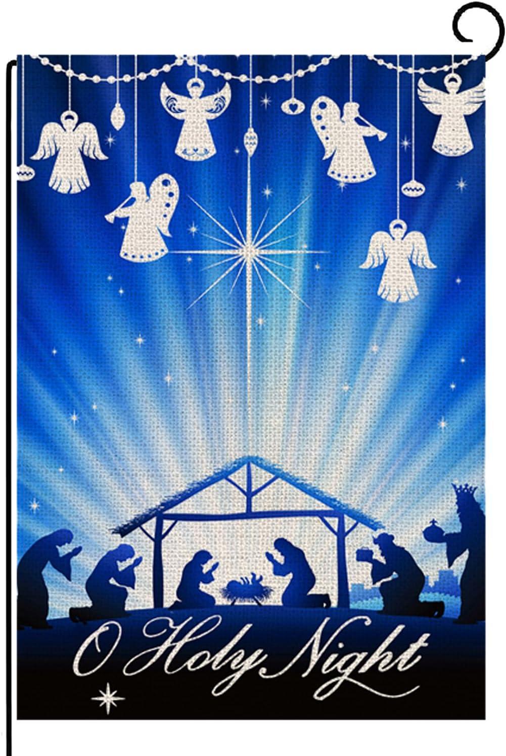 Christian Christmas Nativity Scene O Holy Night Garden Flags 12"x18" Double Sided Banner Decoration For Home Yard Lawn