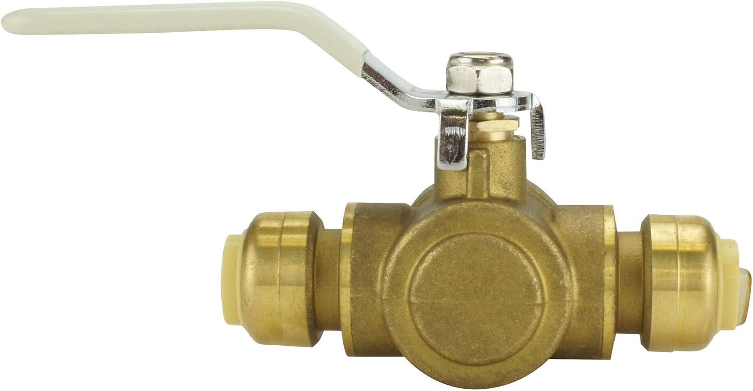 1/2 Inch Brass Push-To-Connect 3-Way Ball Valve