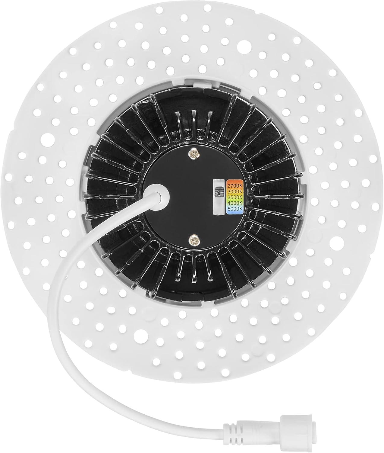 Maxxima 4 in. Trimless Ultra-Thin Recessed Anti-Glare LED Downlight Canless IC Rated 1000 Lumens 5 Color Temperature Selectable 2700K/3000K/3500K/4000K/5000K Dimmable 90 CRI 5 CCT Slim J-Box Included