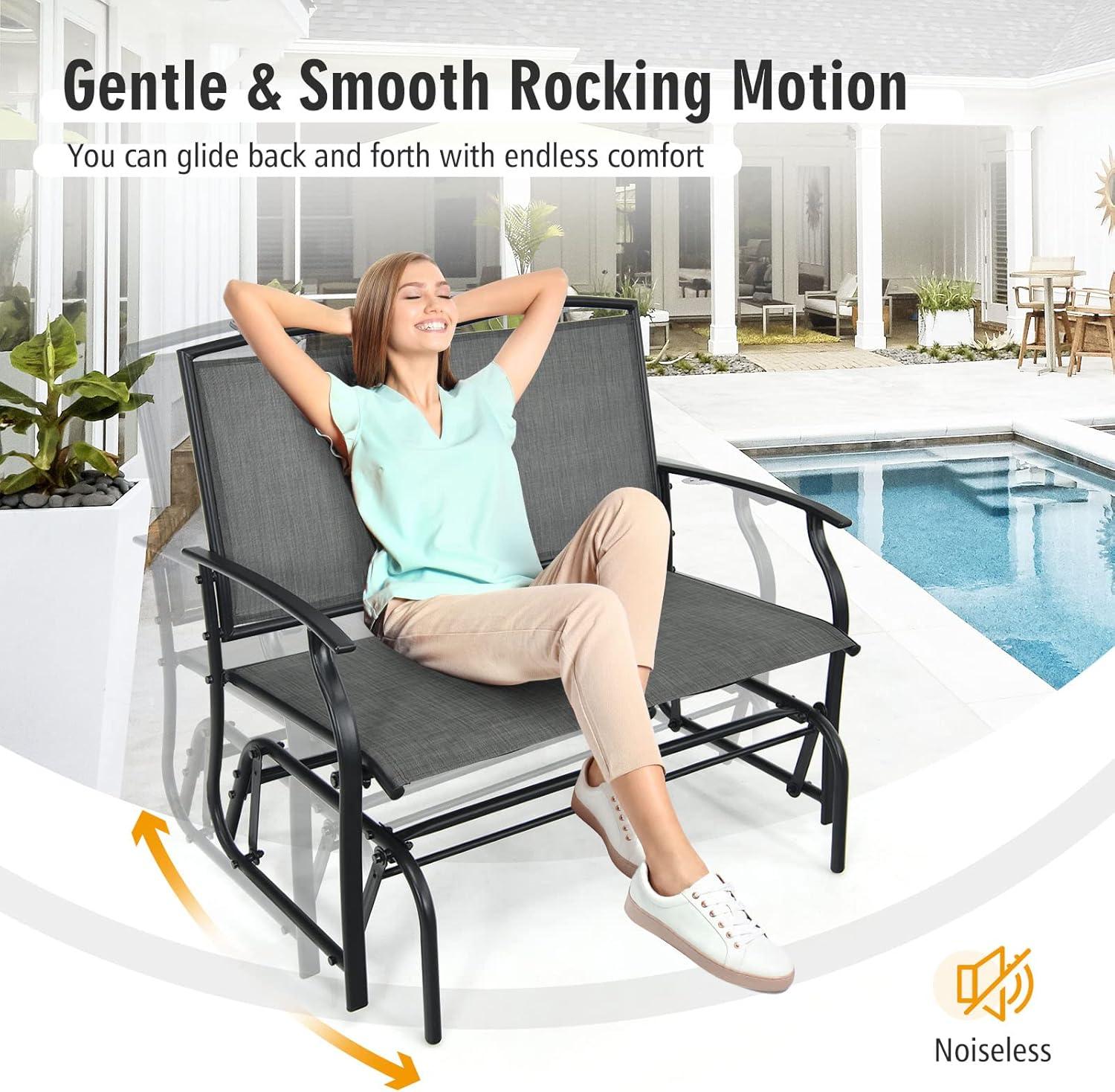 Best Choice Products 2-Person Outdoor Swing Glider, Steel Patio Loveseat, Bench Rocker w/ Armrests - Gray
