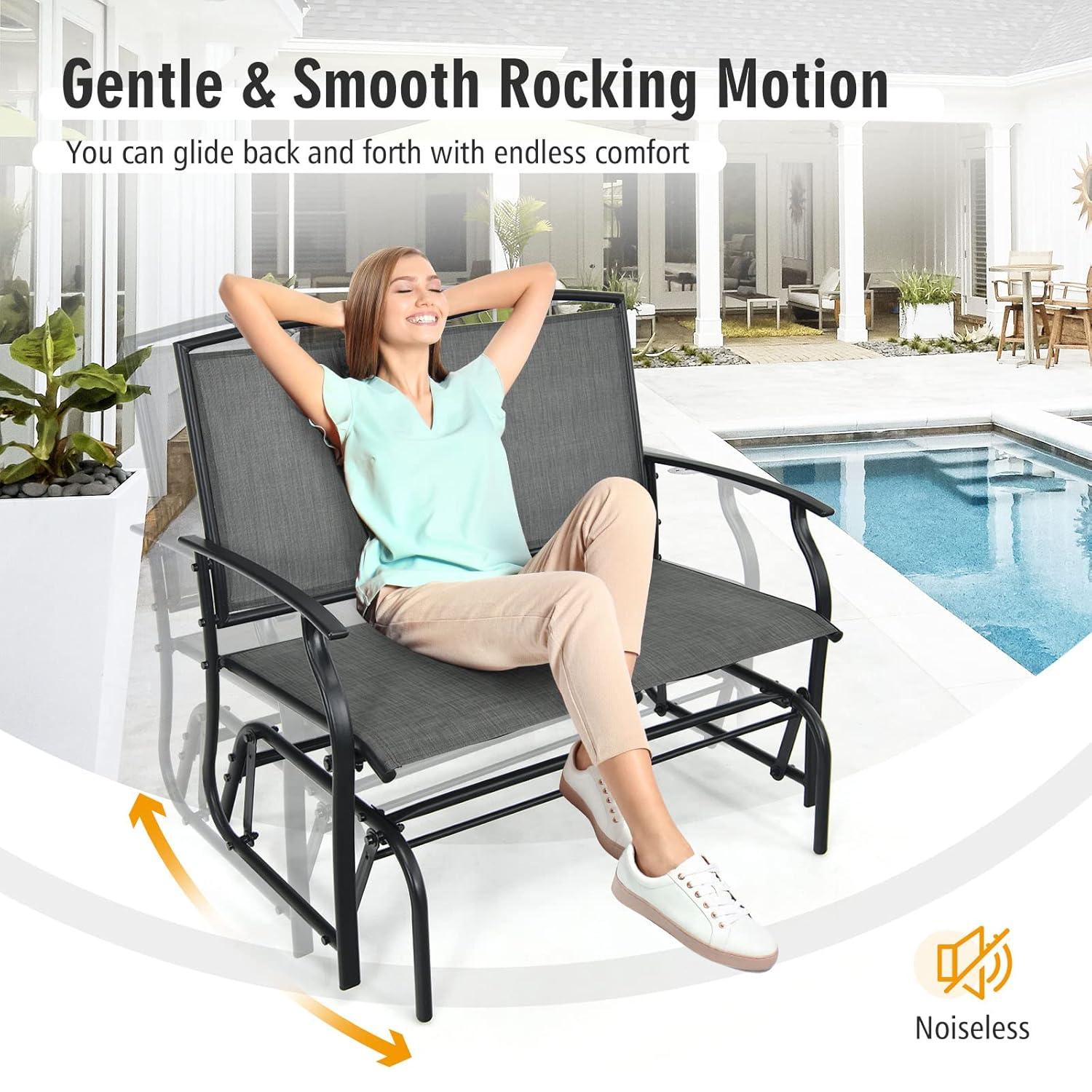 Best Choice Products 2-Person Outdoor Swing Glider, Steel Patio Loveseat, Bench Rocker w/ Armrests - Gray