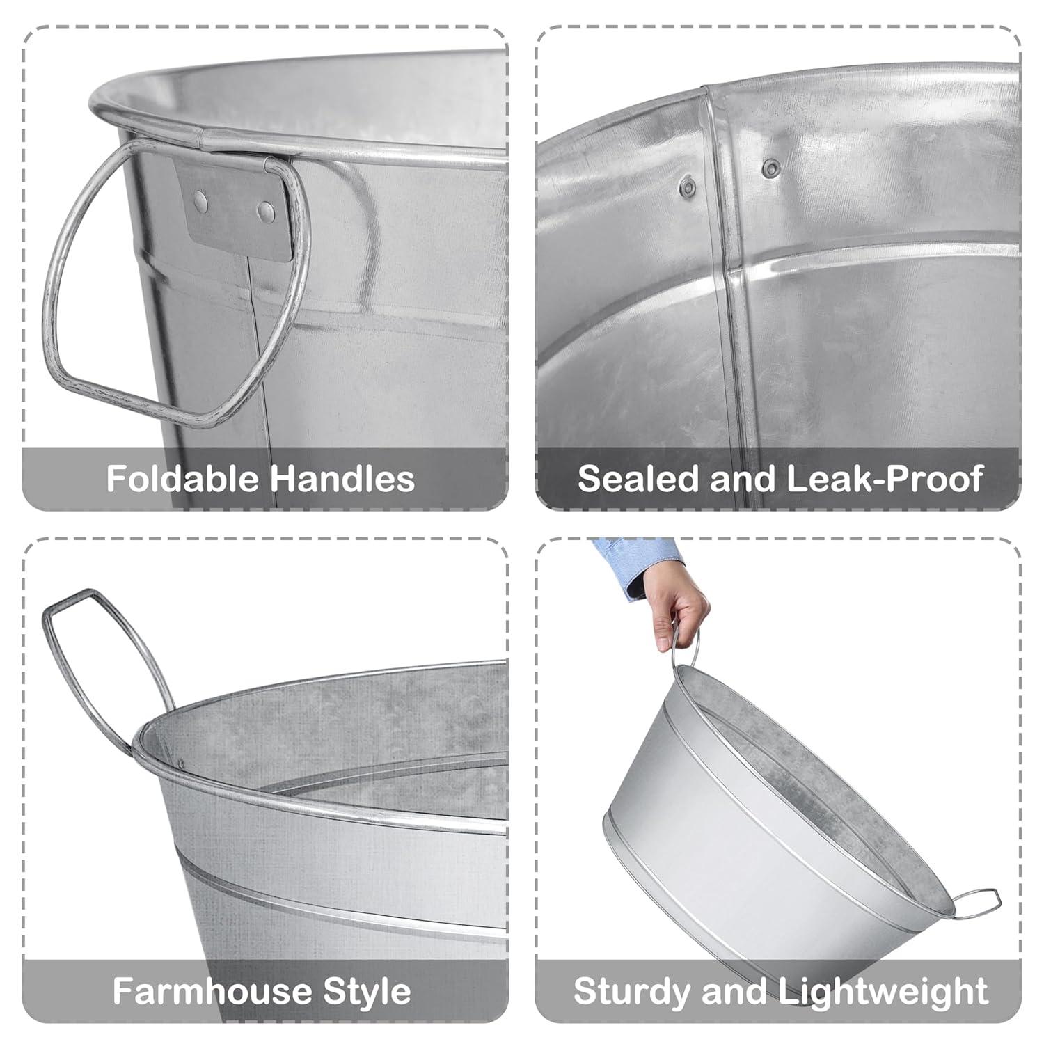 Large Galvanized Tin Beverage Tub Set for Parties