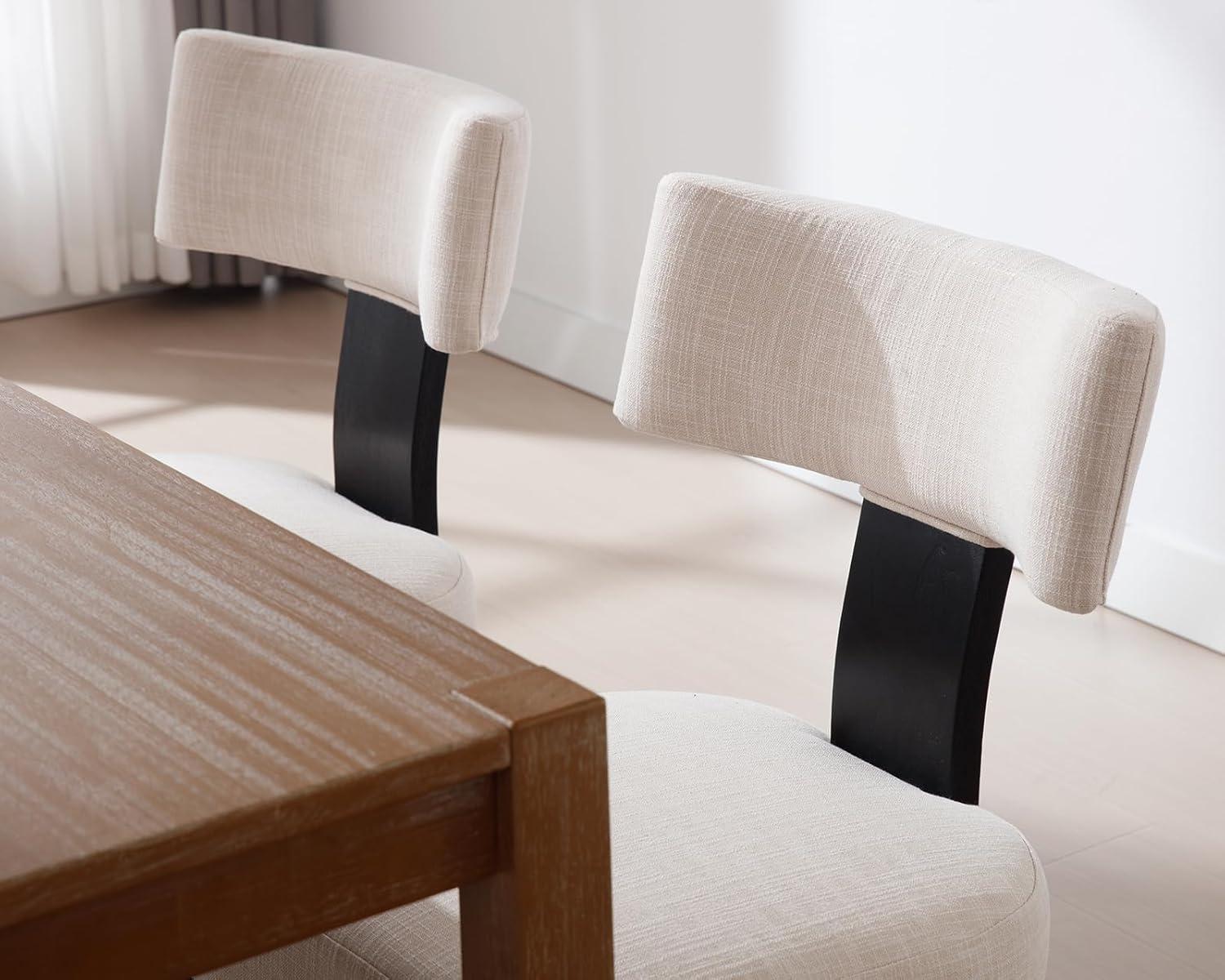 Gracie Oaks Inelda Mid Century Upholstered Dining Chairs Side Chairs Farmhouse Faux Leather Dining Chair with Wood Legs (Set of 2)