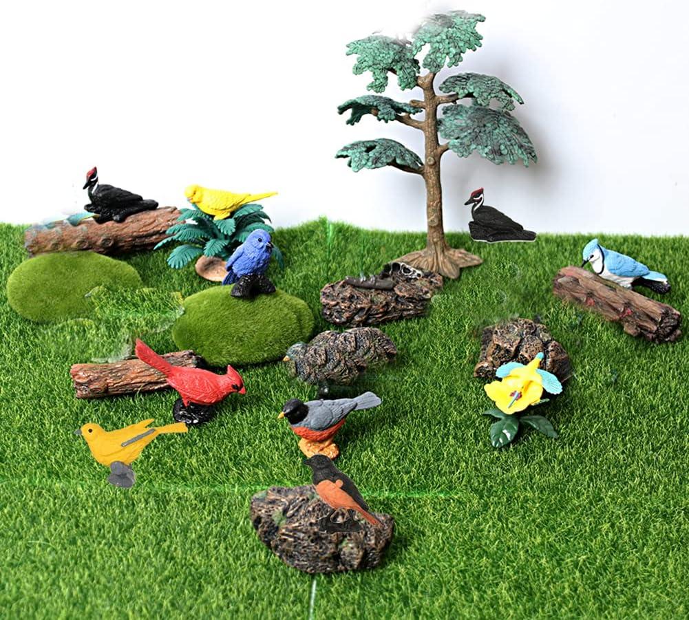 7pcs Mini Bird Figurines - Miniature Birds Animal Figure Oriole Robin Cardinal Cake Topper & Decoration for Kids Birthday & Baby Shower Party Supplies