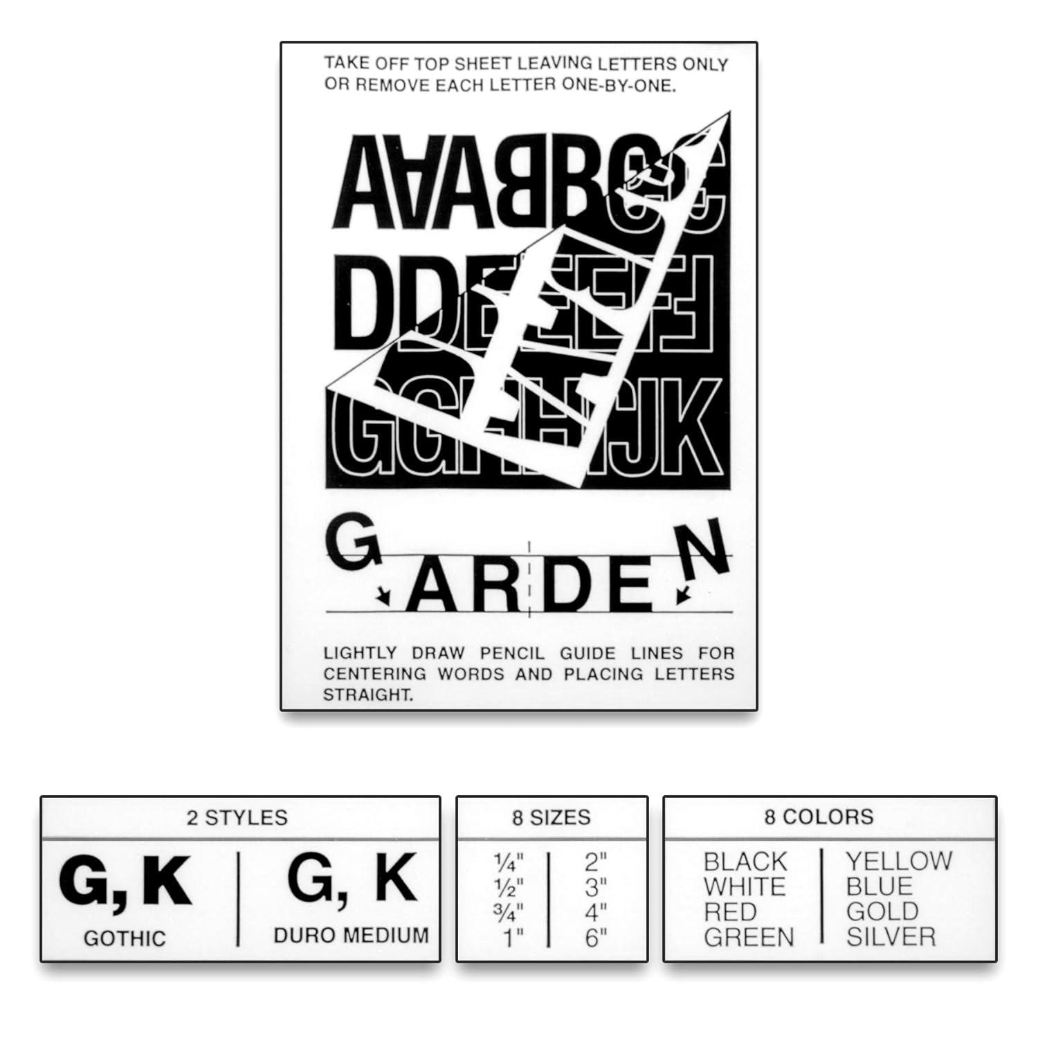 Duro Permanent Adhesive Vinyl Letters & Numbers 2" 167/Pkg-Gold