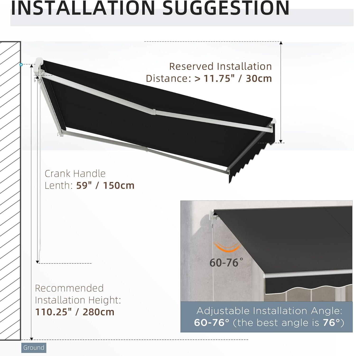 Outsunny 59'' Polyester Cream Cover Motorized Retractable Patio Awning