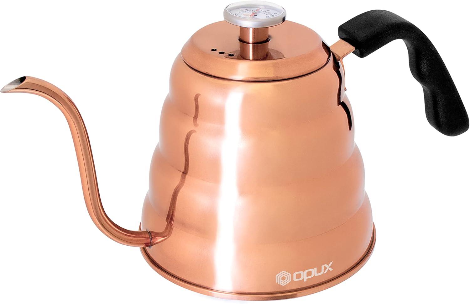 OPUX Gooseneck Pour Over Coffee Kettle with Thermometer, Premium Grade Stainless Steel Drip Kettle for Home Brewing Tea Barista, 40 fl oz