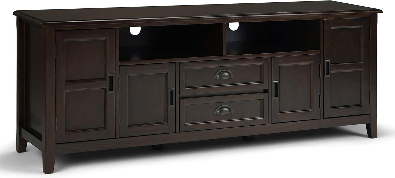 Burlington Solid Mahogany Brown 72" Transitional TV Media Stand