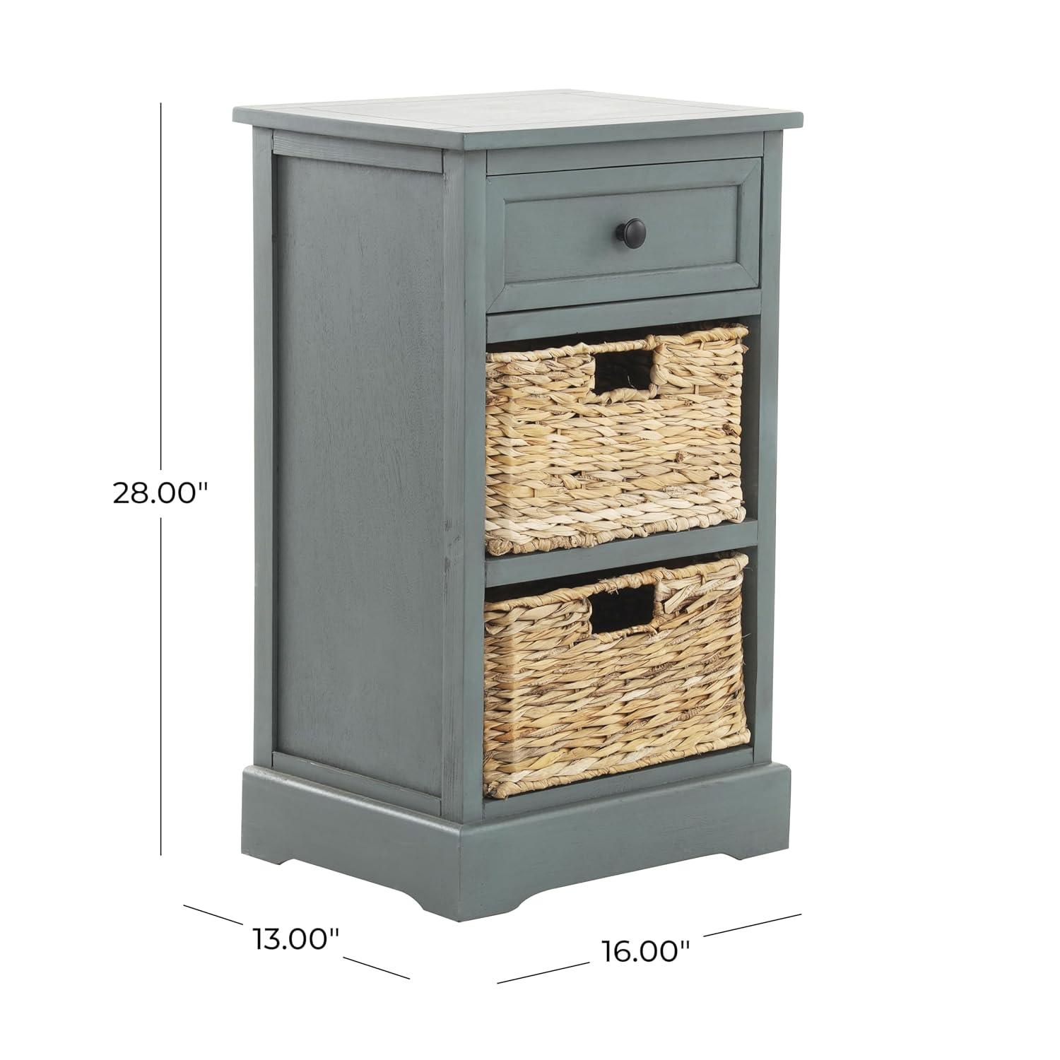 Wooden Side Chest with Wicker Drawers Brown - Olivia & May