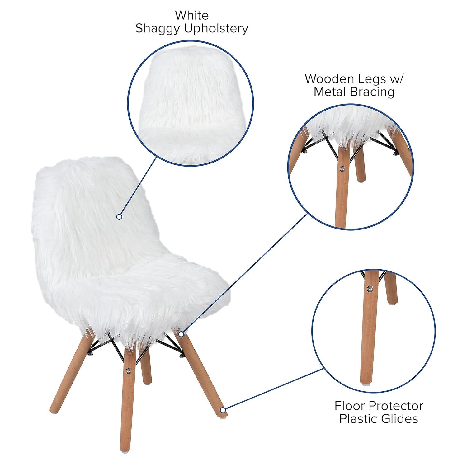 Flash Furniture Shaggy Dog White Accent Chair