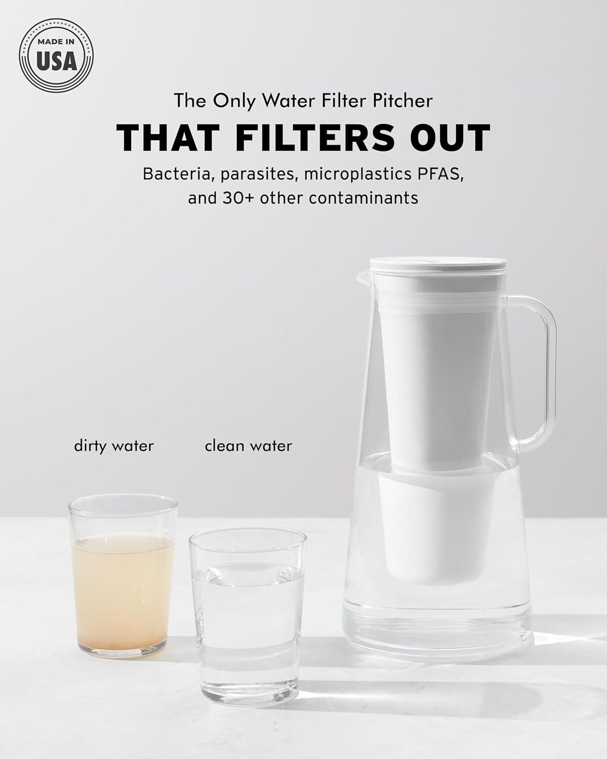 LifeStraw Home 10 Cup Plastic Water Filter Pitcher Seafoam