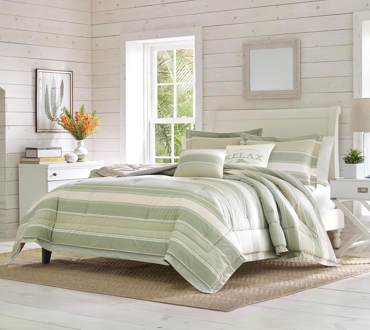 Tommy Bahama Home Tommy Bahama Serenity Green Cotton Reversible 5 Piece Comforter Set