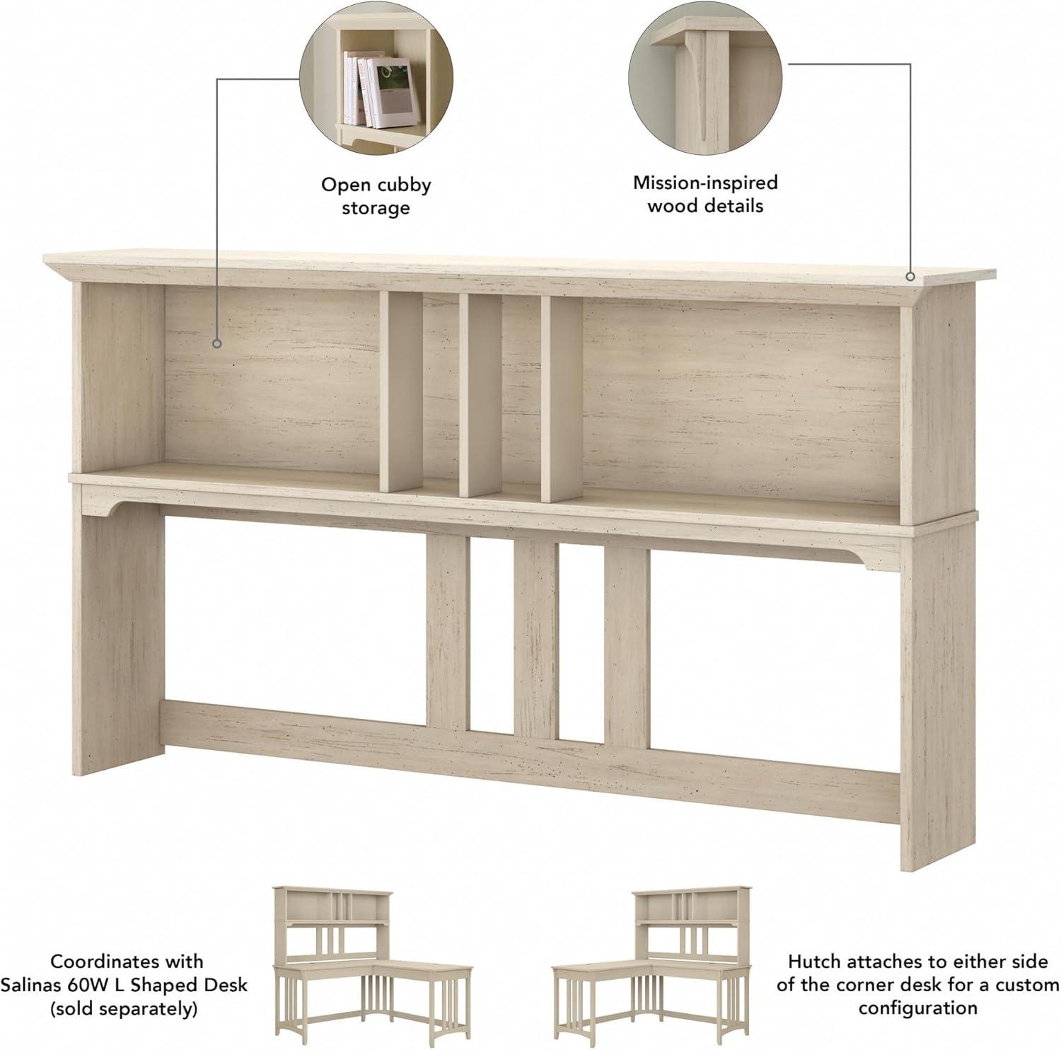 Bush Furniture Salinas Hutch for L Desk, Antique White