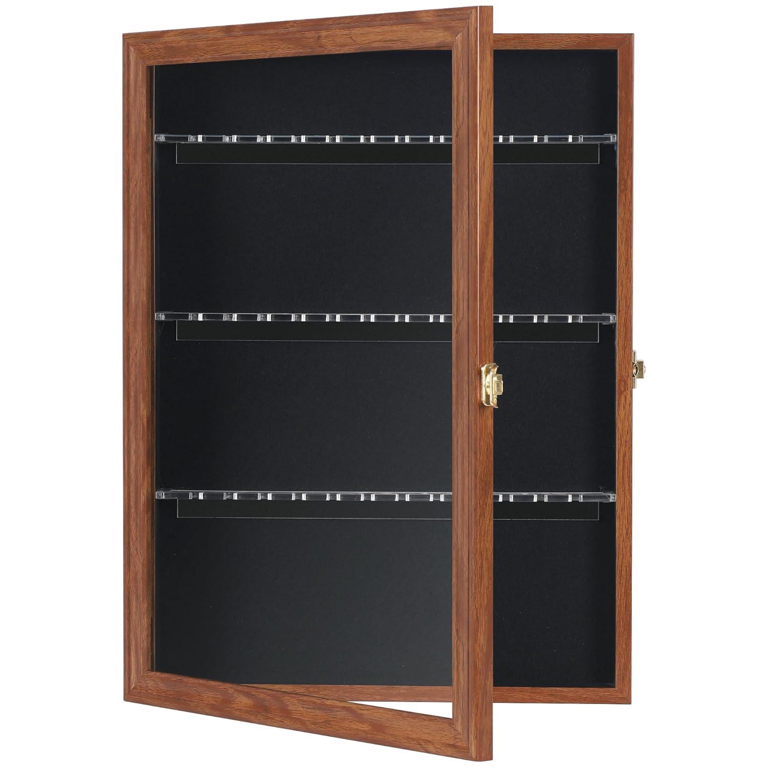 Walnut Finish Solid Wood Spoon Display Case with Glass Door