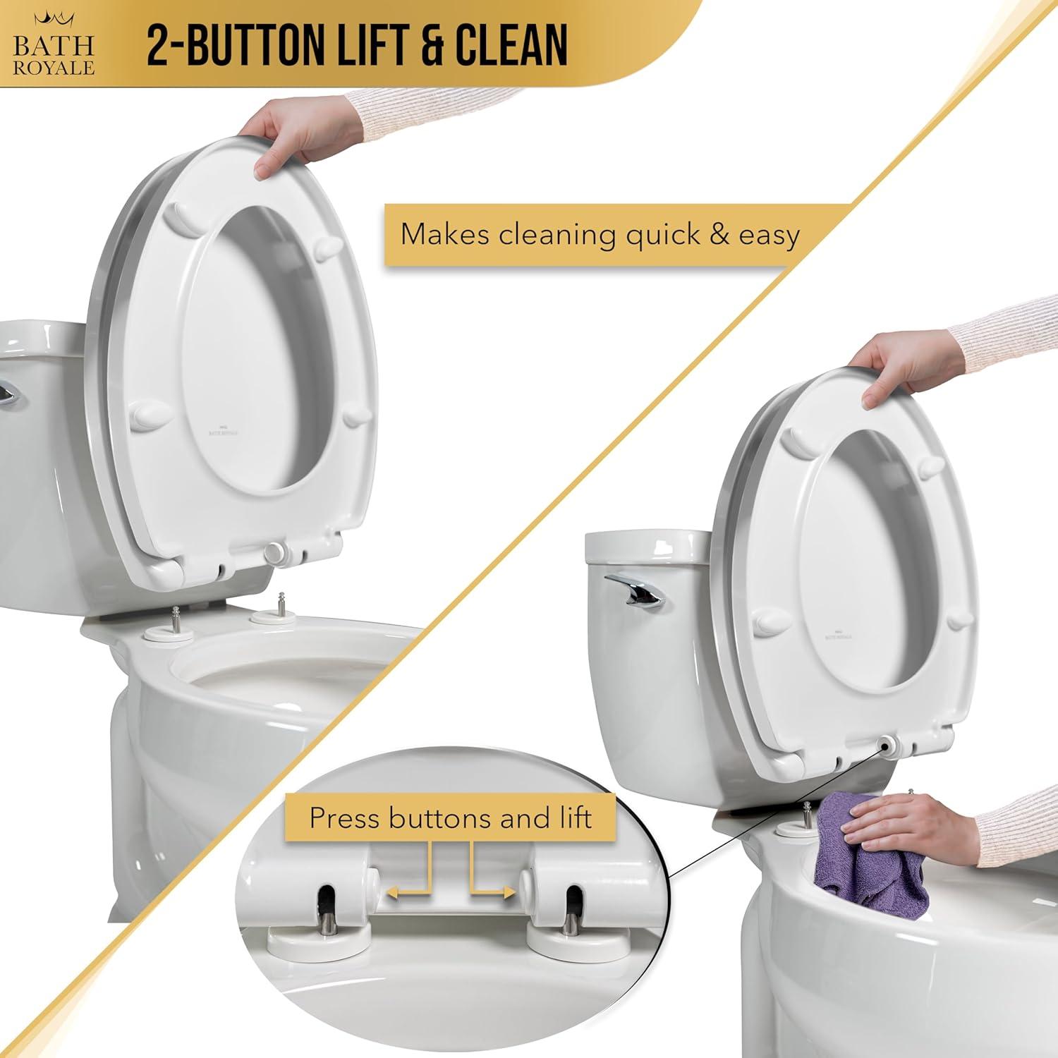 Slow Close Toilet Seat Round BR283-00 Heavy Duty & Scratch Resistant, Fits All Toilet Brands, MasterSuite Series