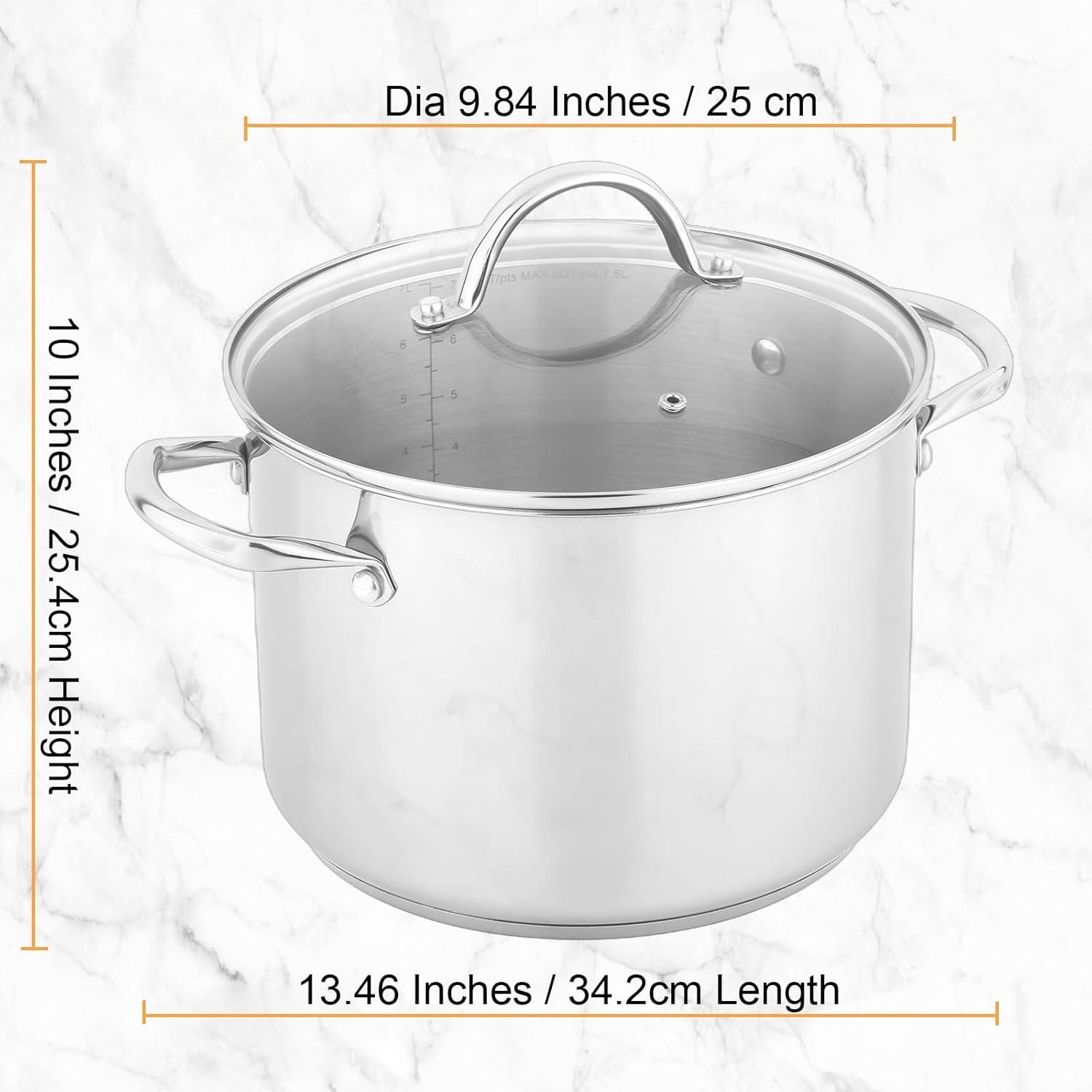 Cooks Standard Stainless Steel Stock Pot, 8-Quart Multi-Ply Clad Cooking Canning Pot with Lid, Induction Stockpot, Silver