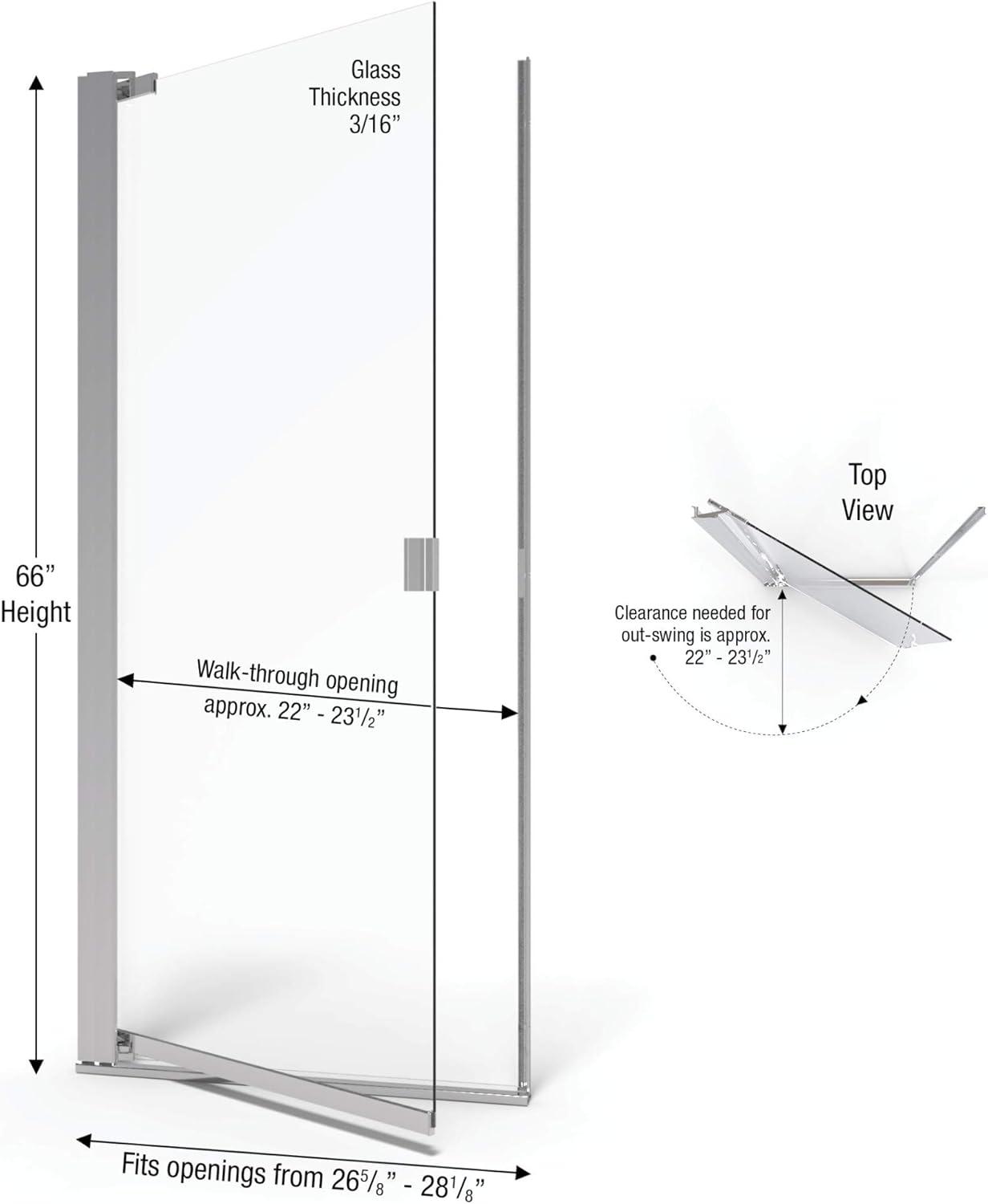 Armon 28" x 66" Pivot Framed Shower Door