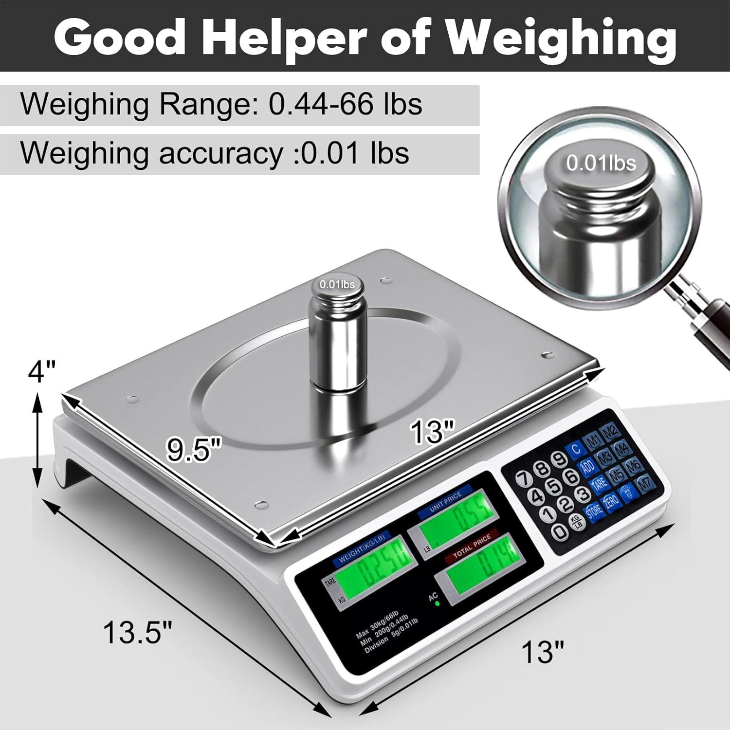 66 lbs Digital Commercial Counter Scale with LCD Display