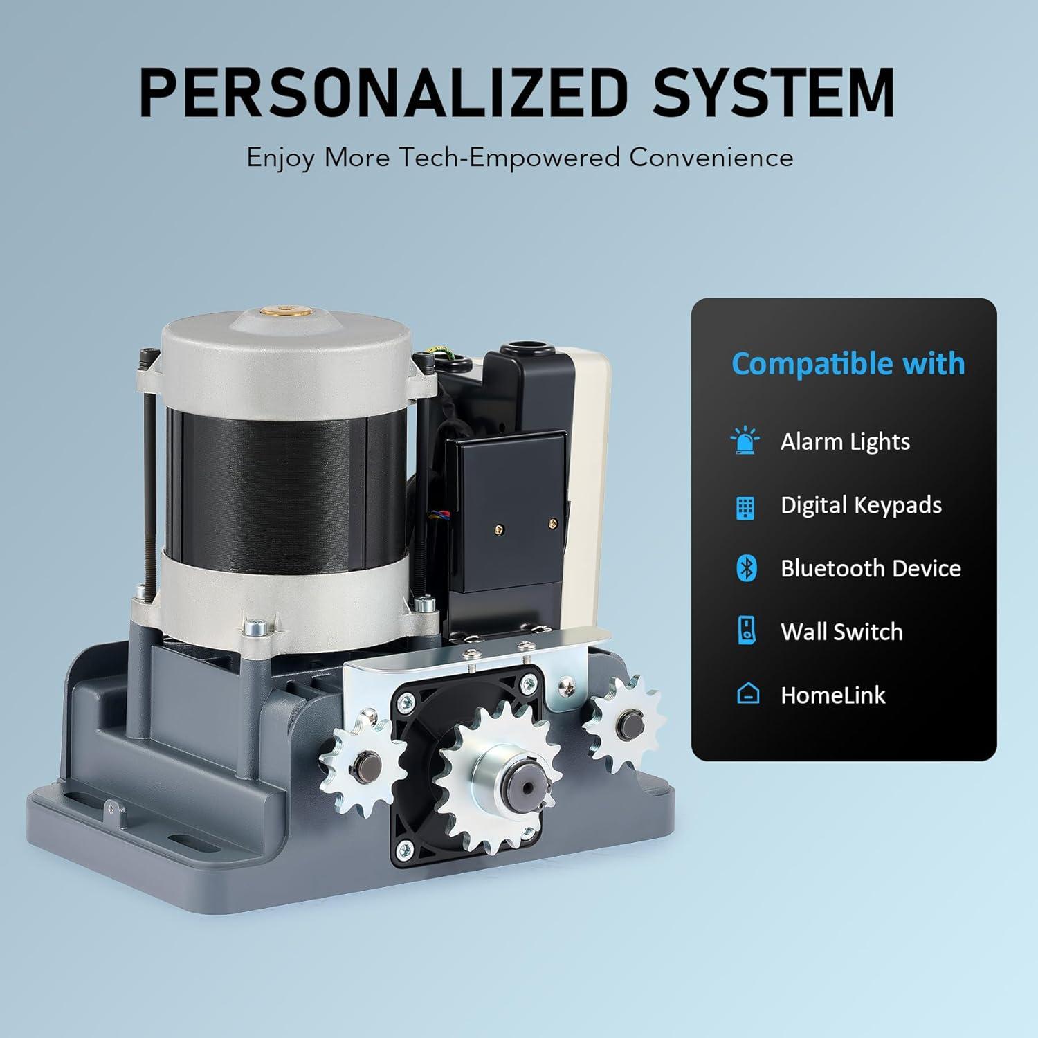 CO-Z Automatic Gate Opener, 550W Sliding Gate Opener for 3300lb 40ft Doors, Smart Gate Opener with 2 Remote Controls 2 Infrared Sensors, Driveway Home Garden Electric Gate Opener Gate Complete Kit