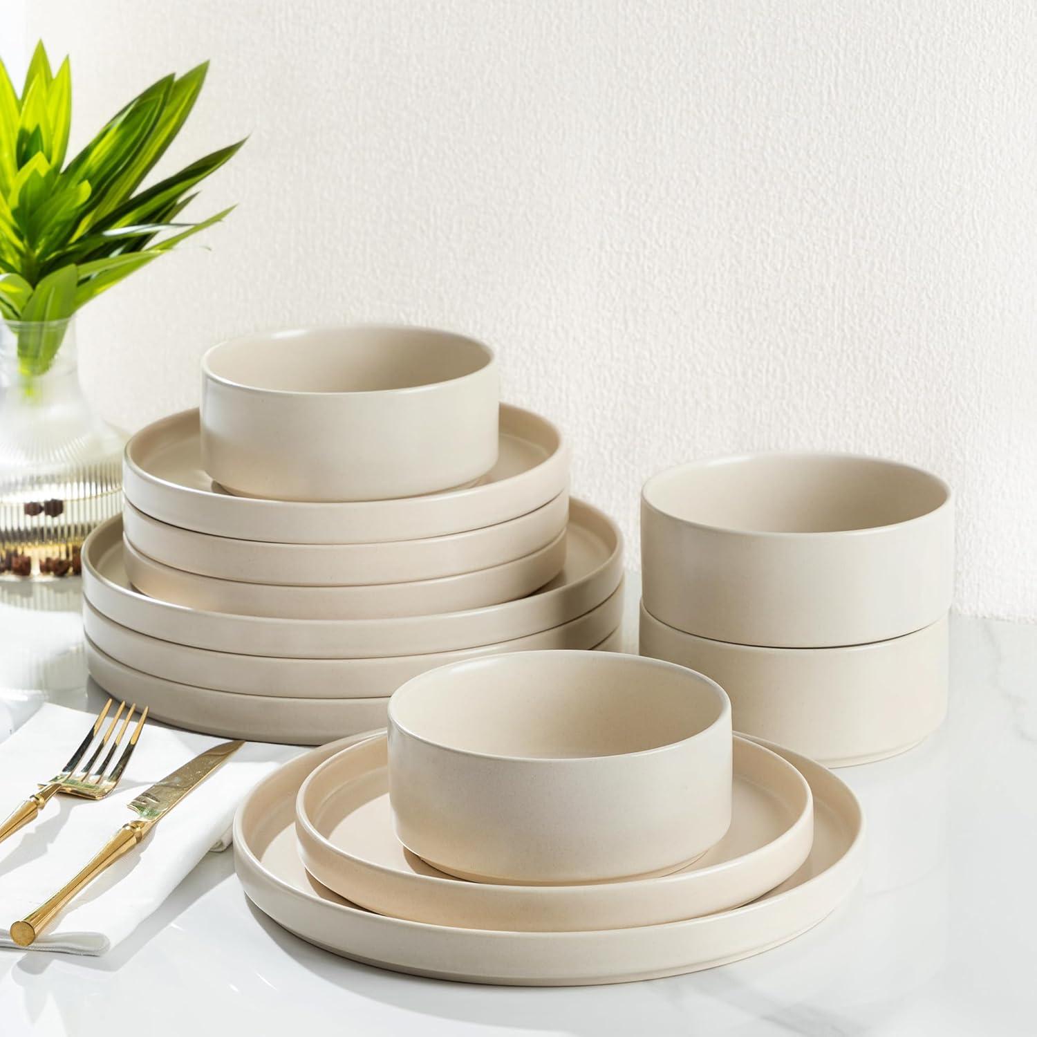 Earth & Clay Amber 12-Piece Dinnerware Set Stoneware