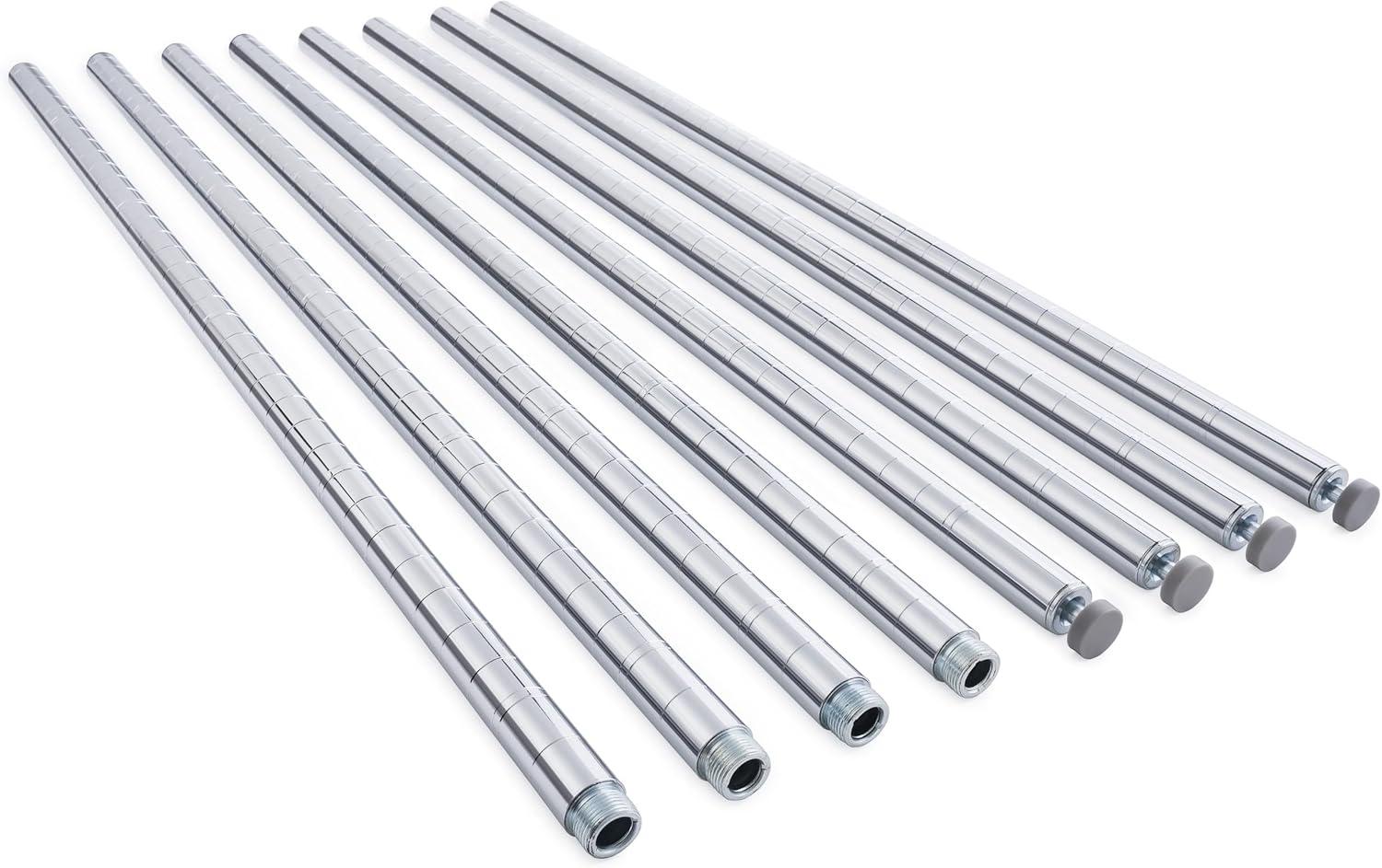 HSS 82" Long Wire Shelf Poles 1" pole diameter 1.2 mm pole thickness Chrome, 4-Pack