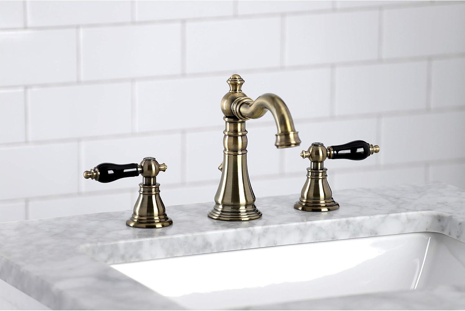 Kingston Brass Duchess Two-Handle 3-Hole Deck Mount Widespread Bathroom Faucet with Pop-Up Drain