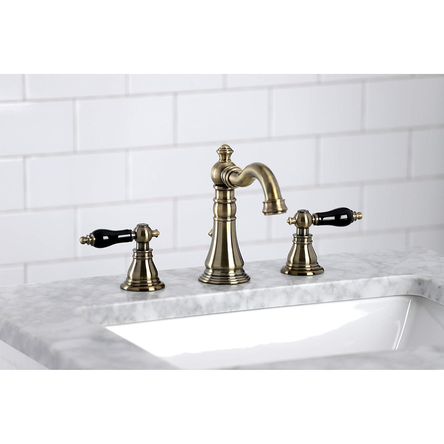 Kingston Brass Duchess Two-Handle 3-Hole Deck Mount Widespread Bathroom Faucet with Pop-Up Drain