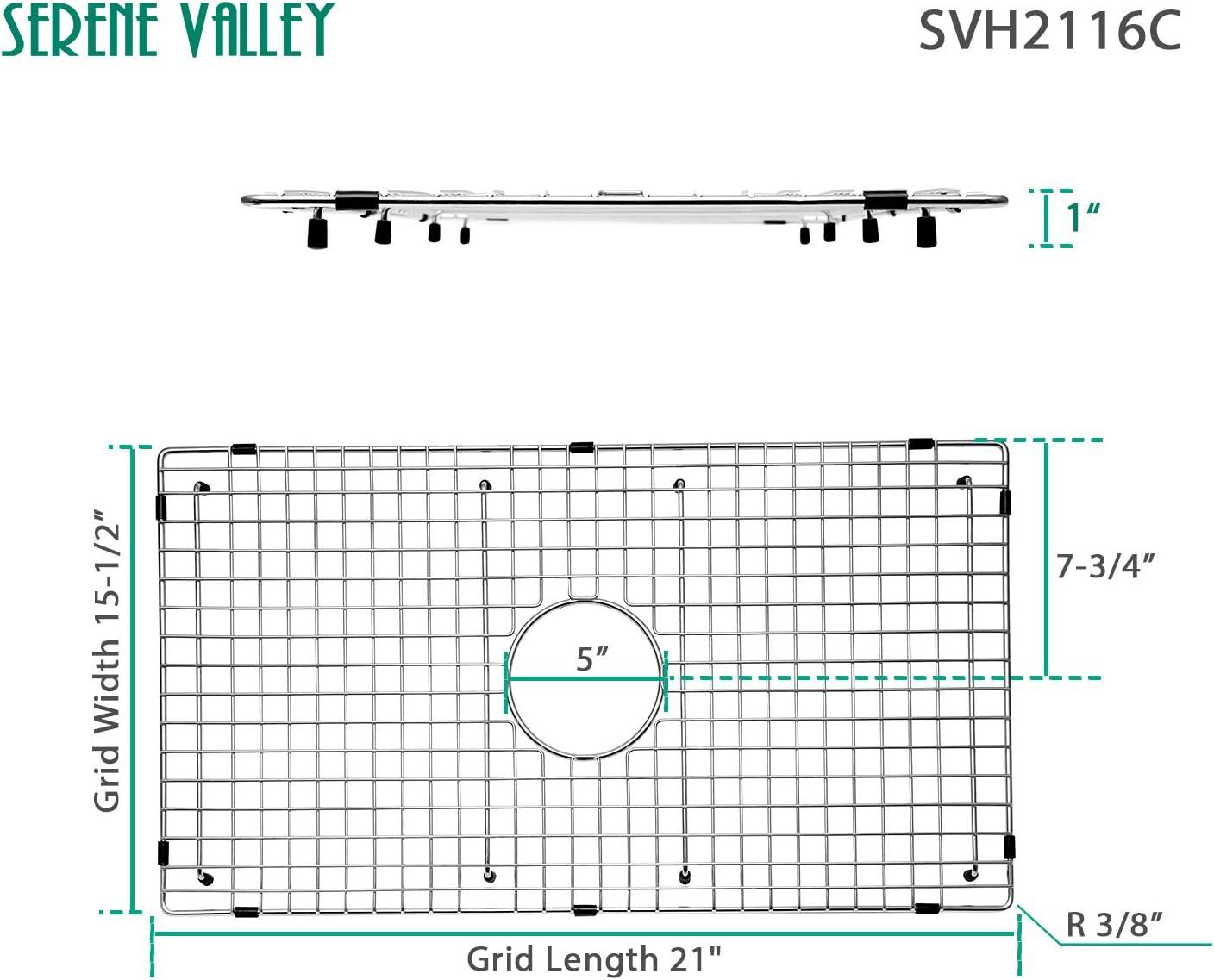 Serene Valley SVH2116C 21.06-in x 15.55-in Center Drain Heavy-Duty Stainless Steel Sink Grid