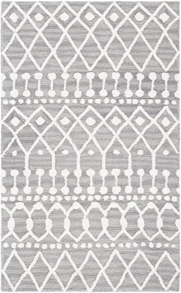 Blossom BLM115 Hand Tufted Area Rug - Grey/Ivory - 3'x5' - Safavieh.