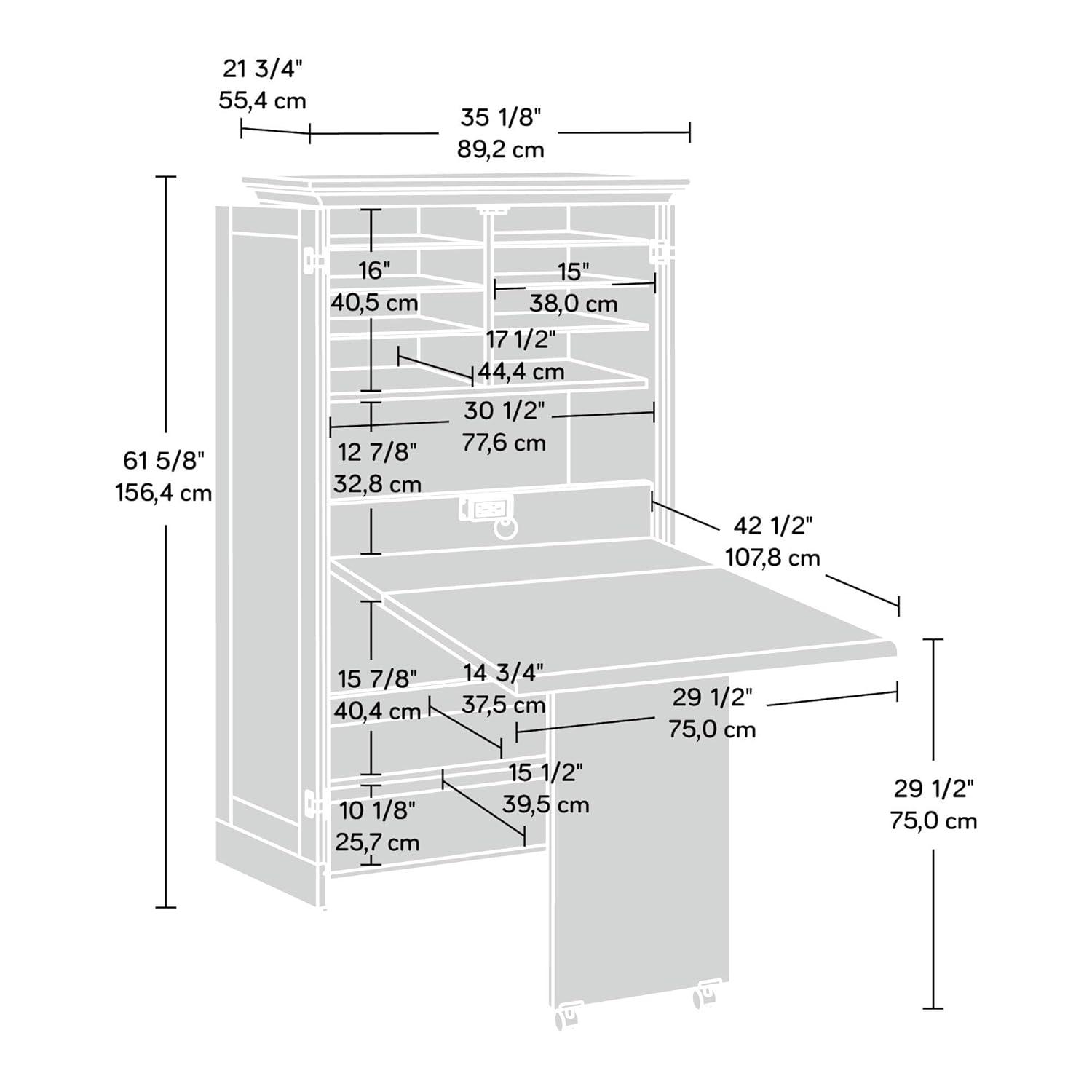 Sauder Harbor View Craft Armoire, Antiqued White