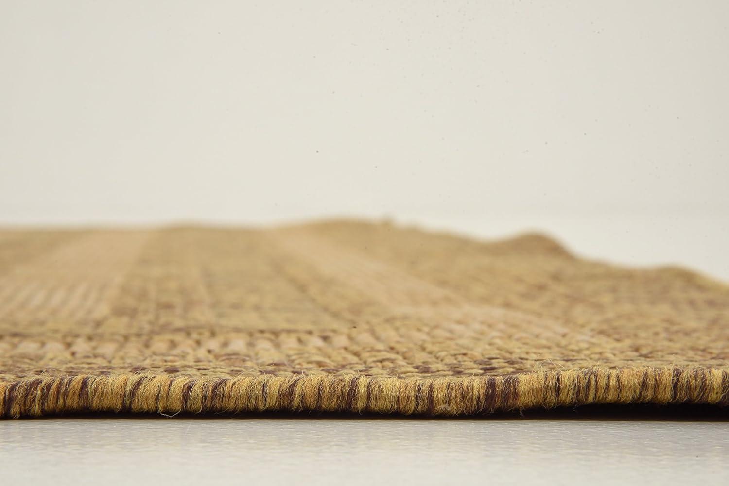 Multi Border Easy-Care Square Outdoor Rug 6' - Light Brown