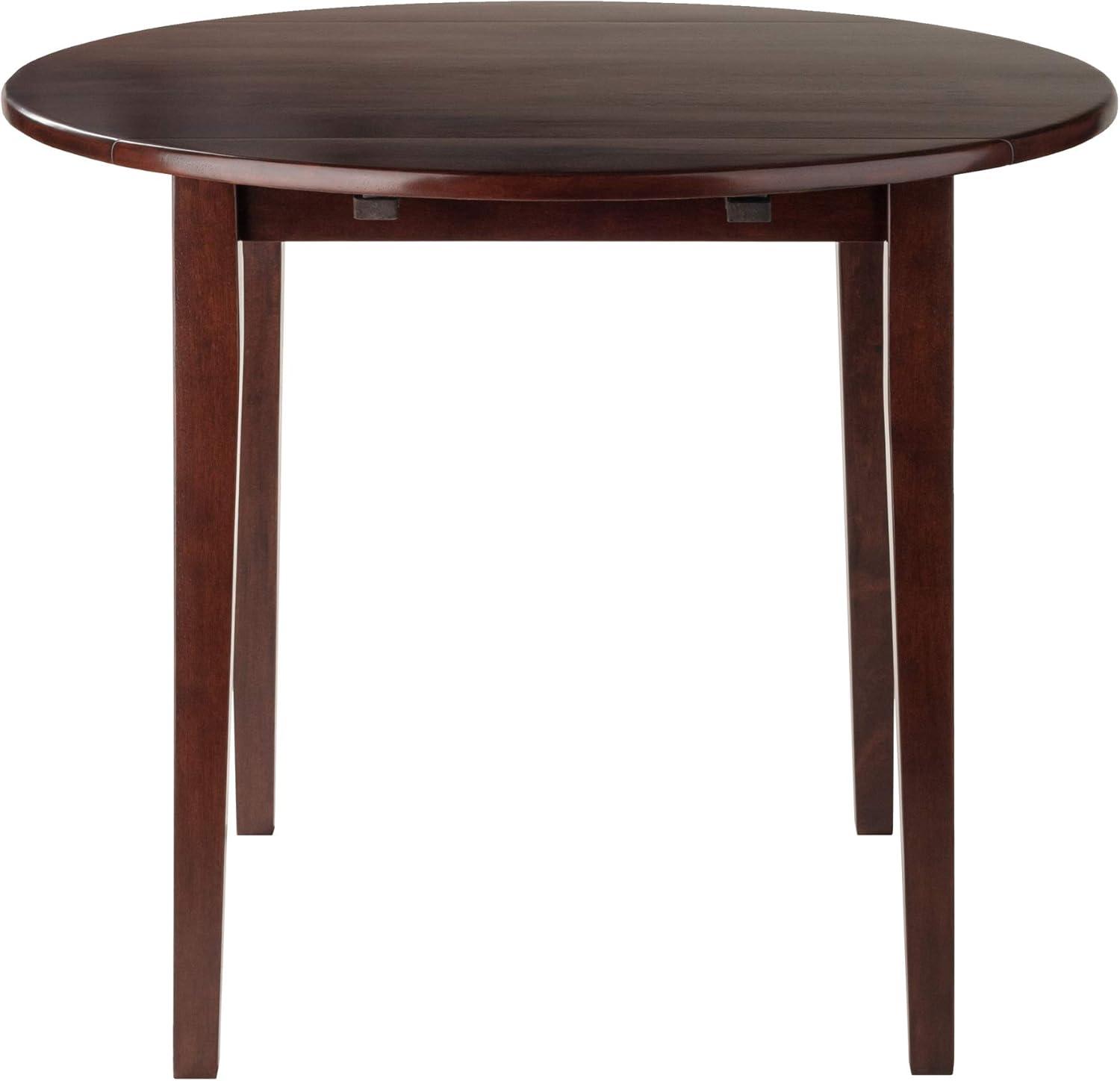 Transitional 36" Extendable Round Dining Table in Walnut