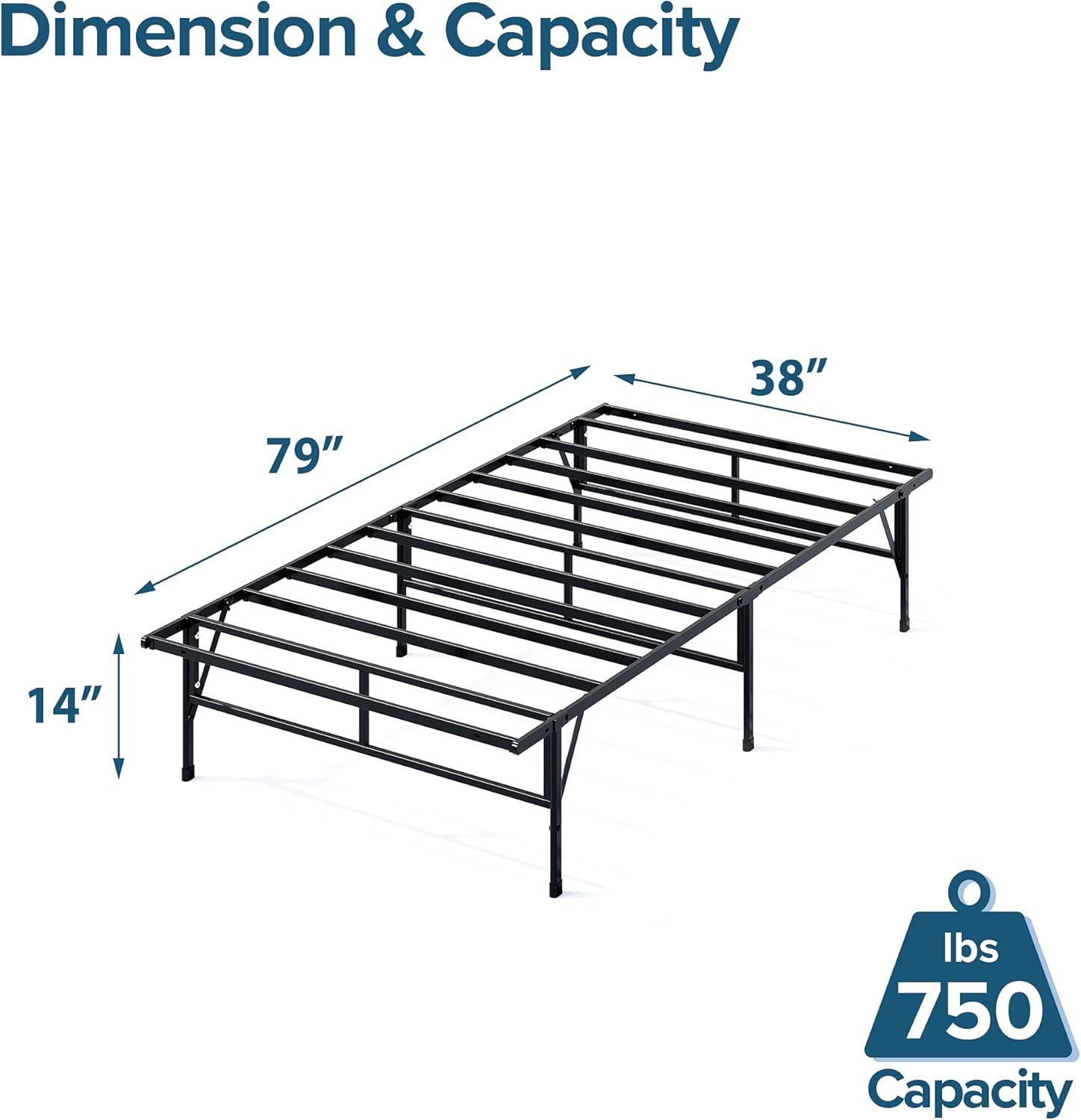 Zinus 14" Metal SmartBase Compack® Mattress Foundation, Bed Frame, Twin XL