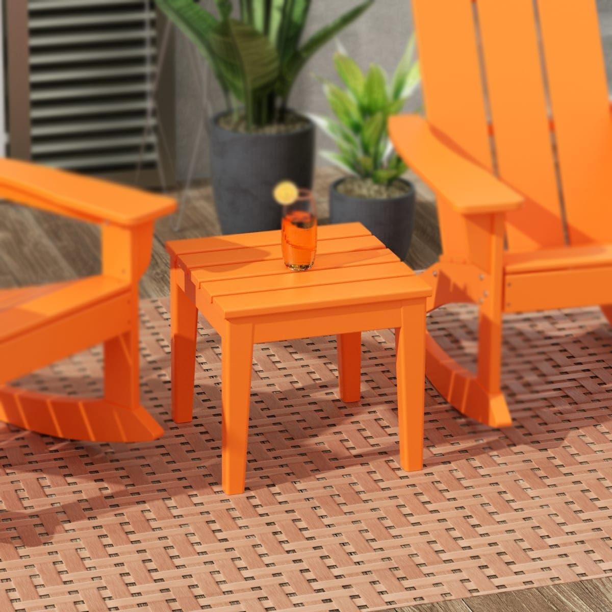 WestinTrends All-Weather Outdoor Patio Round Poly Adirondack Side Table, Orange