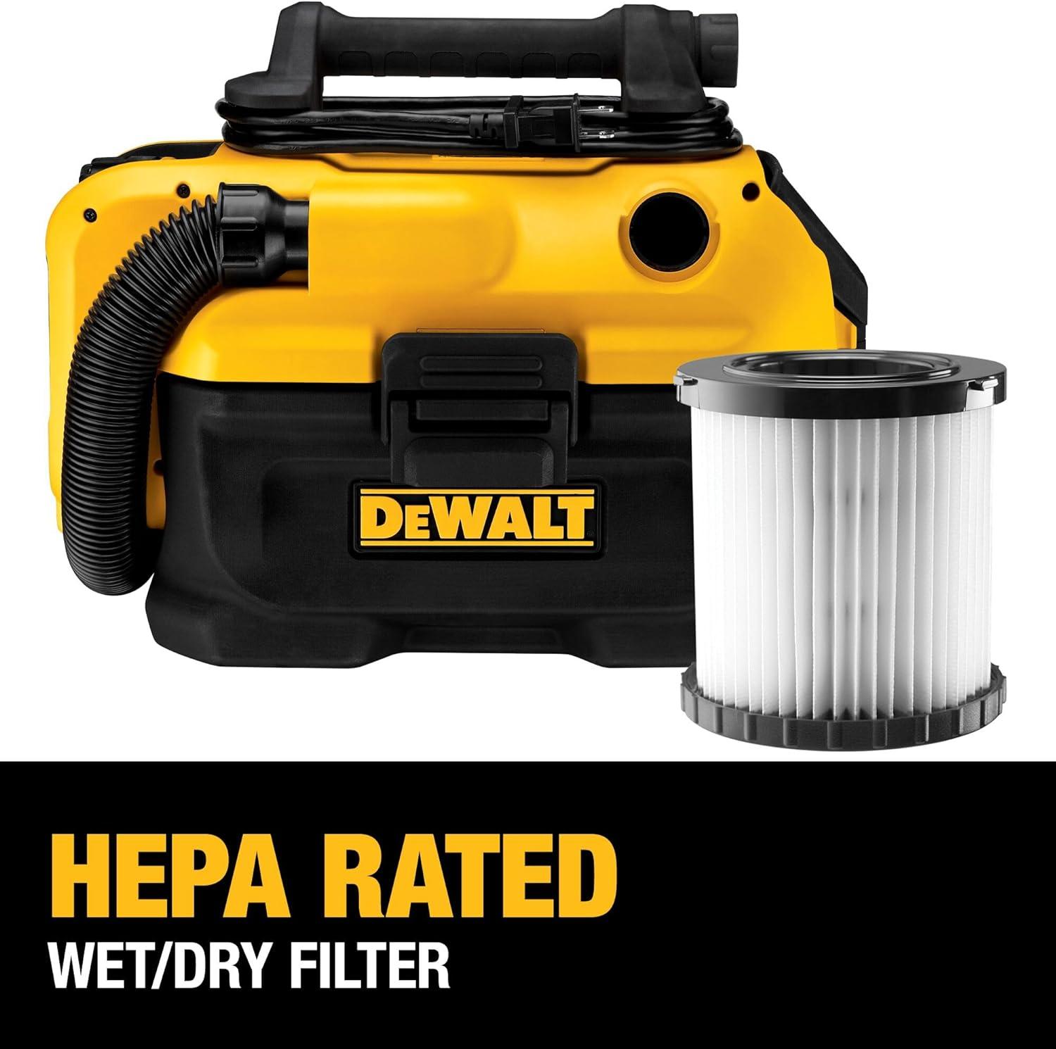 Yellow and Black Cordless Wet-Dry Handheld Vacuum with HEPA Filter