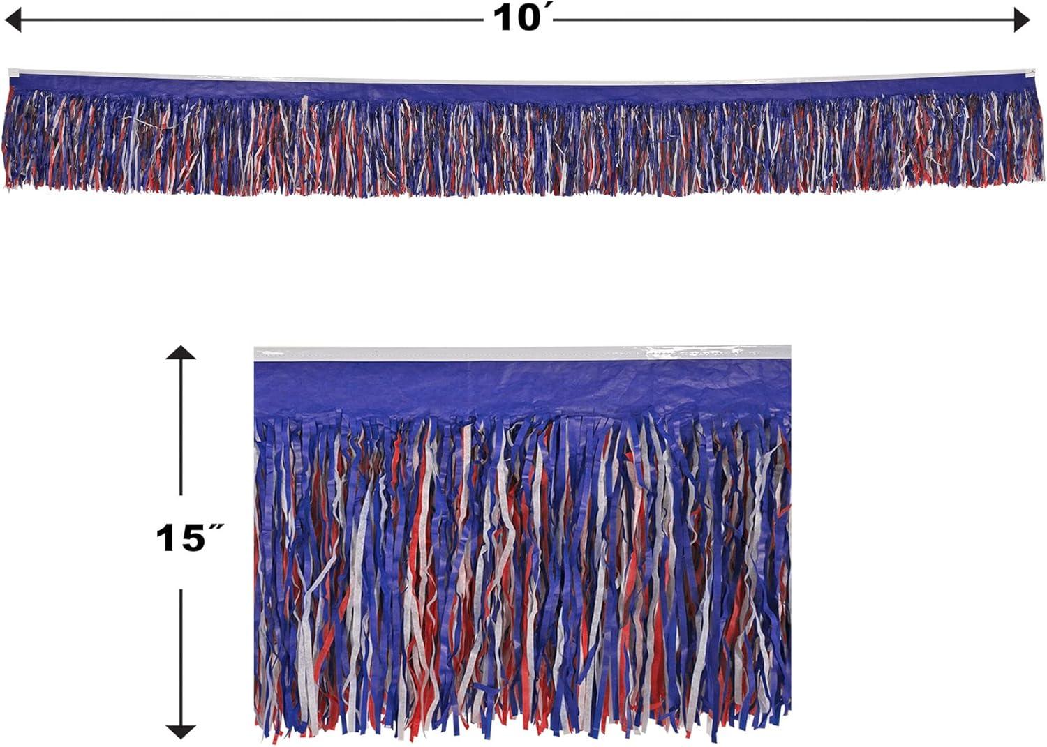 Beistle 15" x 10' 6-Ply Tissue Fringe Drape Red/White/Blue 2/Pack 55285-RWB