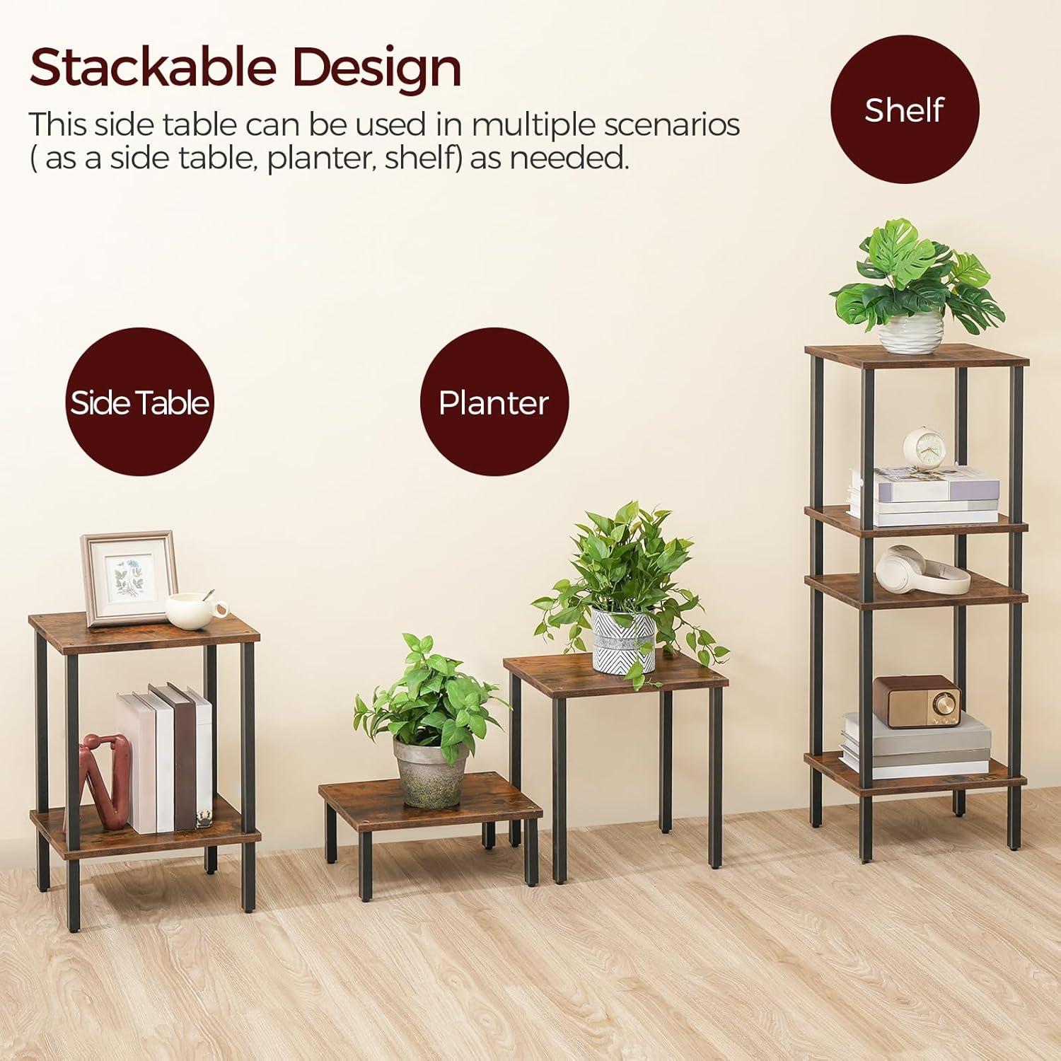 End Table, Set of 2, Side Table, Nightstand, 2-Tier Storage Shelf, Sofa Table for Small Space, Living Room, Bed Room TB01BB035