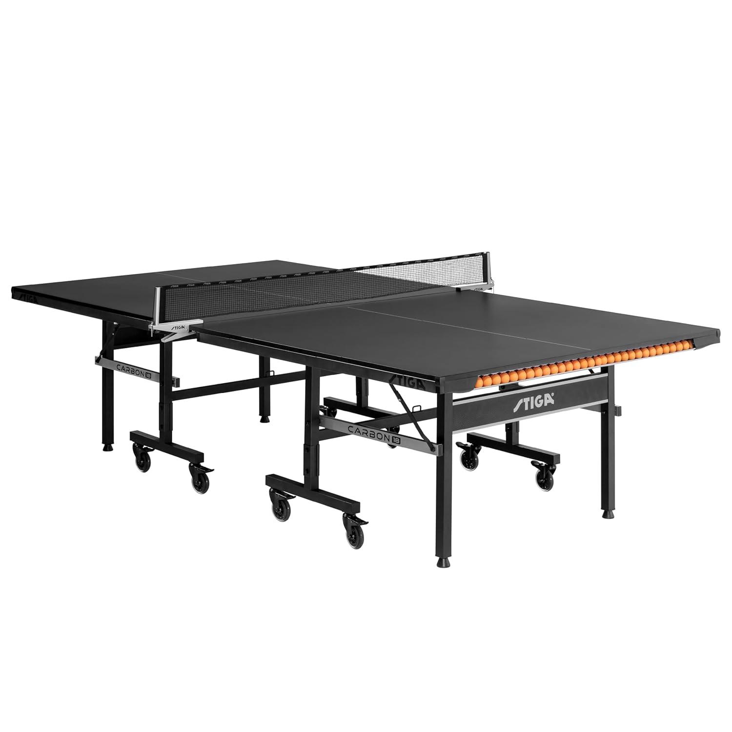 STIGA STIGA Carbon18 Table Tennis Table – 18mm Playfield - QuickPlay Assembly - Integrated Ball Storage - Tournament-Grade Net - Playback Mode