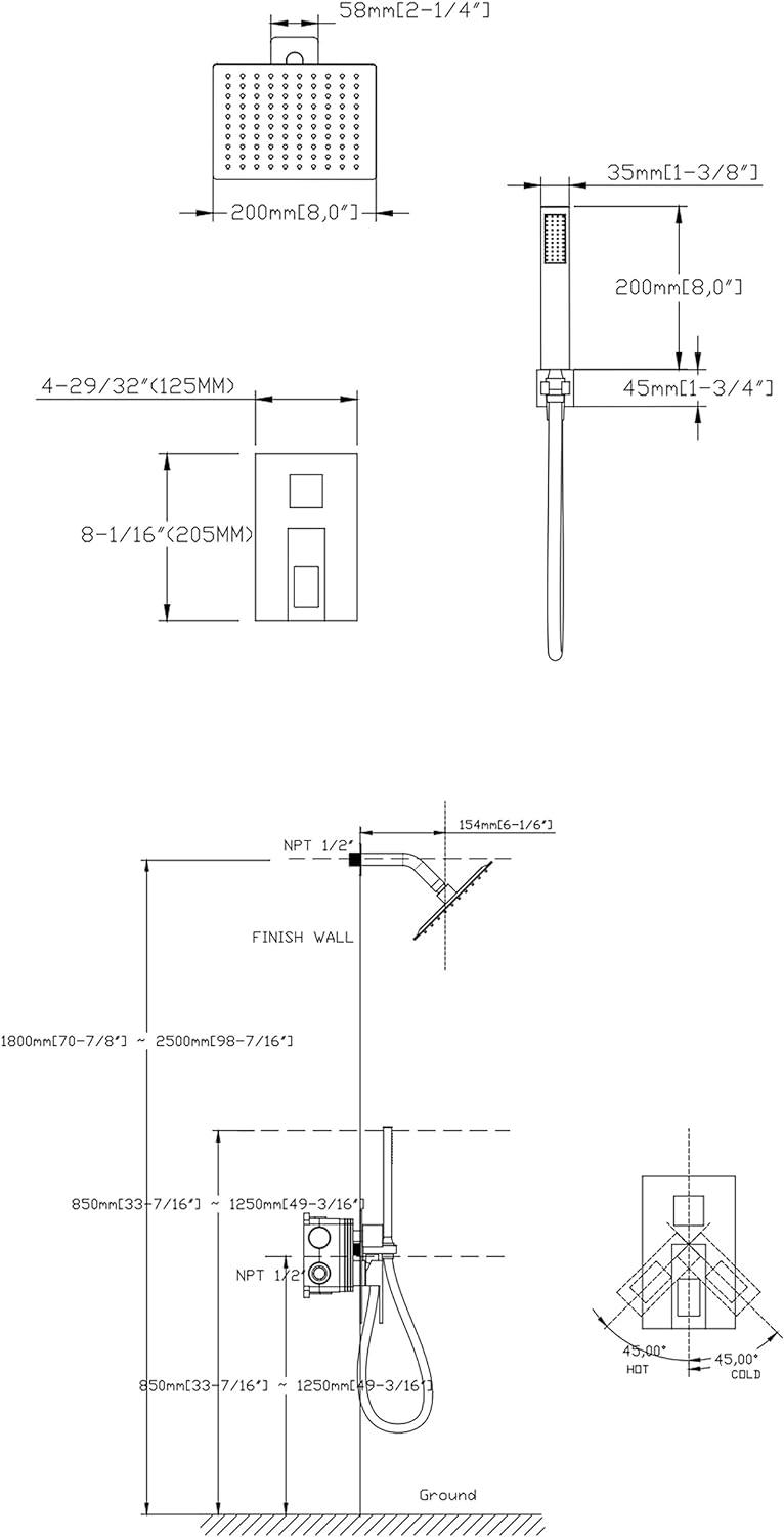 Shower Faucet Sets Complete,Rough-in Valve Included and Full Metal Components in Chrome Finish,Customized acceptable