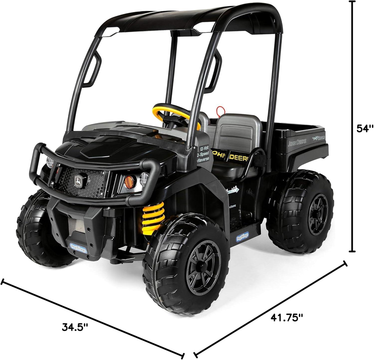 Peg Perego John Deere Gator XUV Midnight Black, 12-Volt Battery-Powered Ride-on