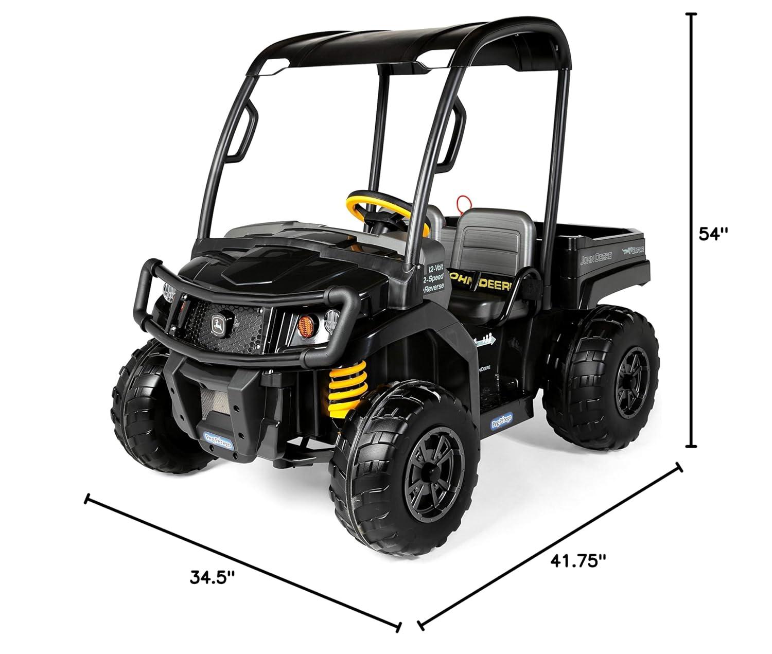 Peg Perego John Deere Gator XUV Midnight Black, 12-Volt Battery-Powered Ride-on