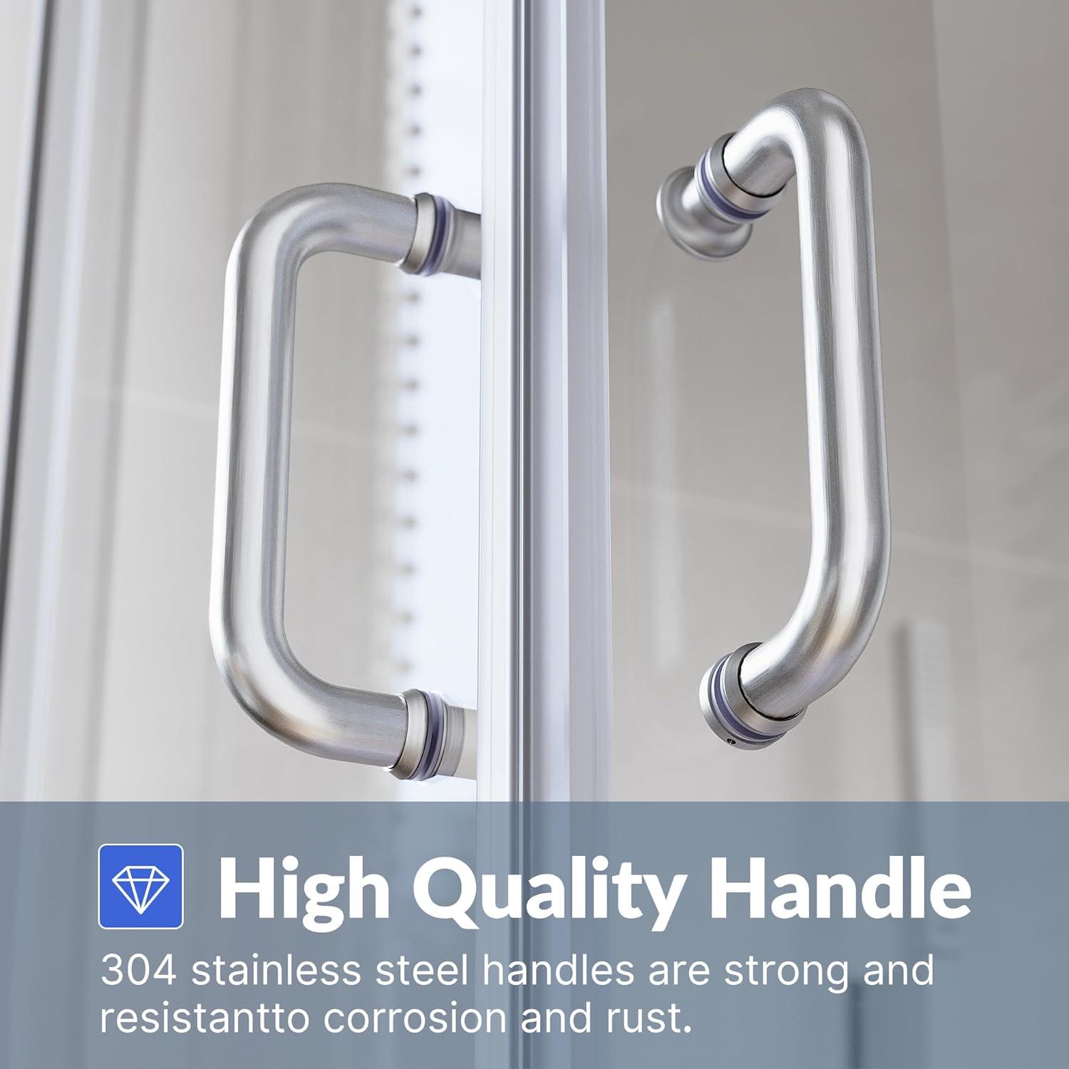 Sunny Shower Corner Entry Sliding Shower Door 36 in.D x 36 in. W x 72 in. H Brushed Nickel Finish Shower Enclosure